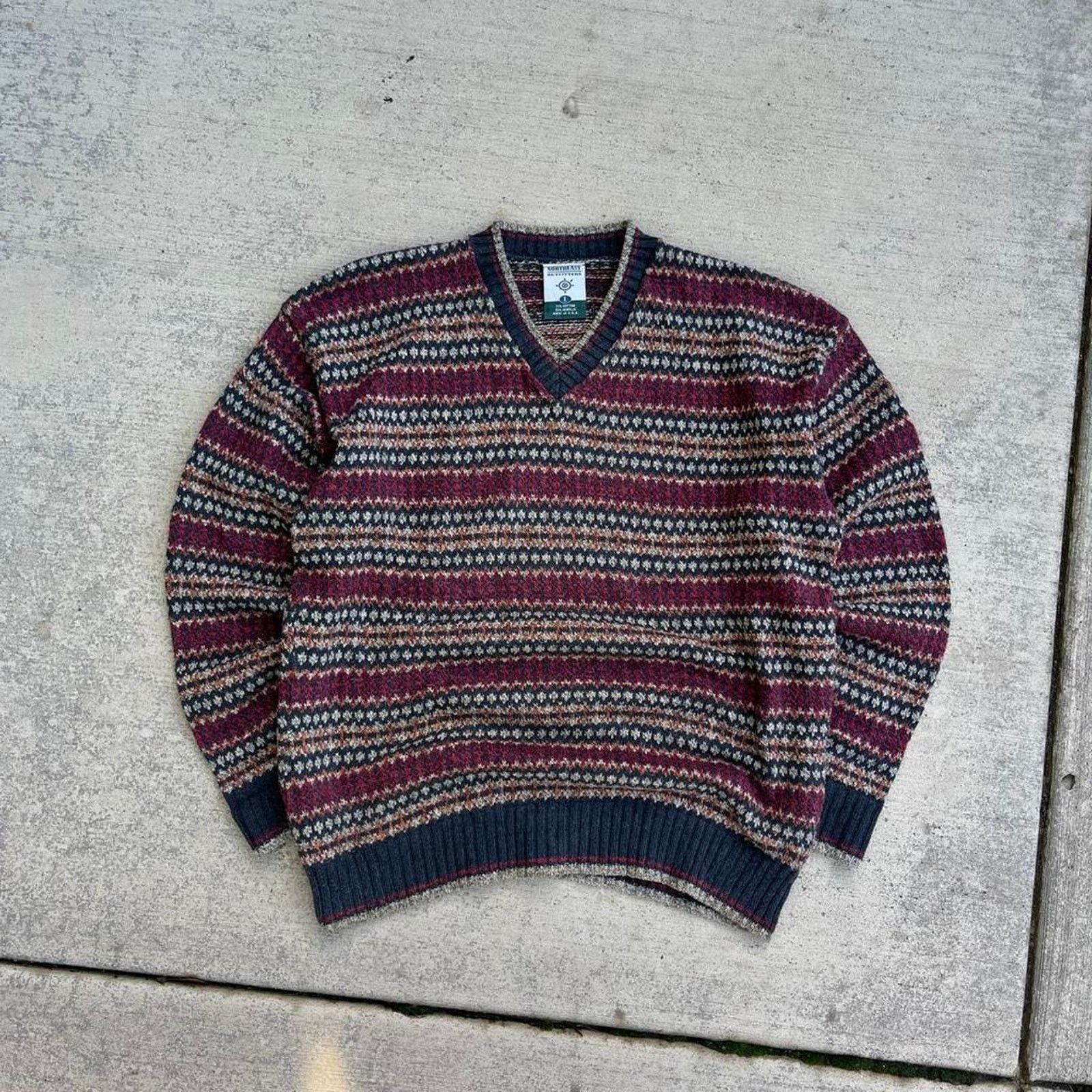 Other 90’s Fall di Signa Mohair Burgundy blend Fair Isle Sweater Size US L / EU 52-54 / 3 - 1 Thumbnail