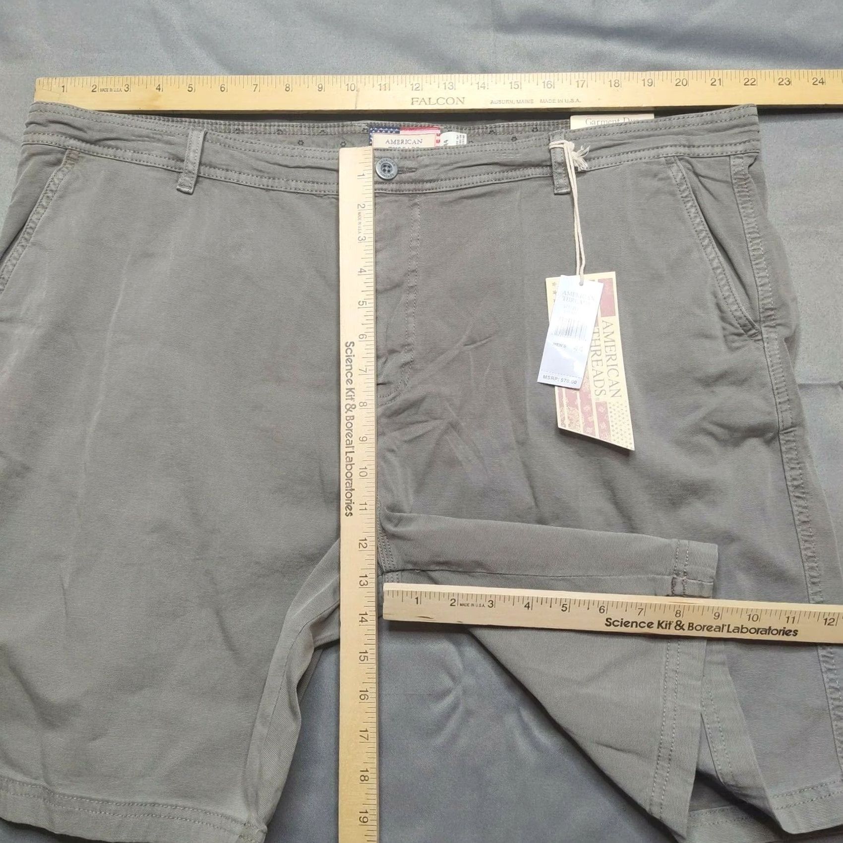 Vintage American Threads Men 44 Gray Garment Dye Cotton Stretch 9" Shorts NEW Size US 44 / EU 60 - 5 Thumbnail