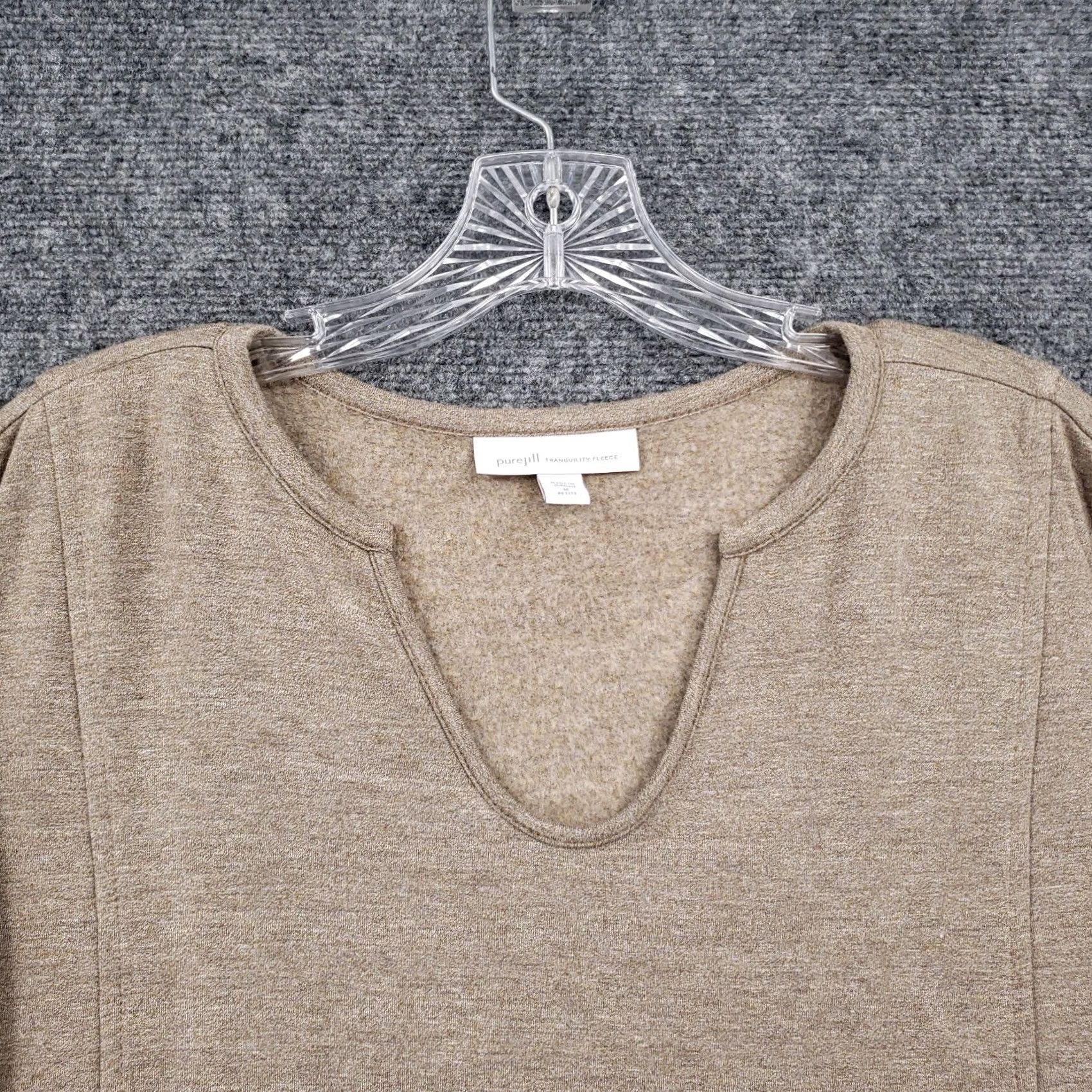 J. Jill J. Jill Sweater Womens M Medium Petite Brown Fleece Pullover V Neck Size M / US 6-8 / IT 42-44 - 3 Thumbnail