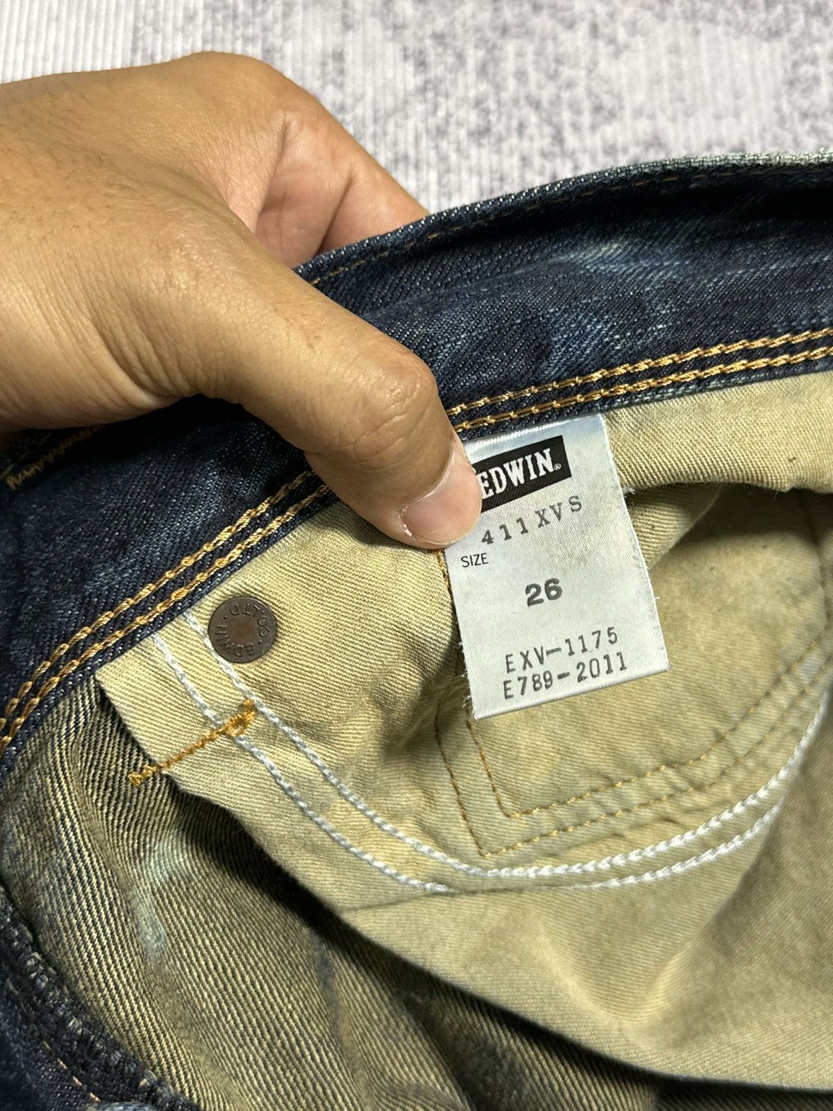 Japanese Brand 2000s Flare Edwin 411XVS Distressed Denim Y2k Size US 26 / EU 42 - 10 Thumbnail