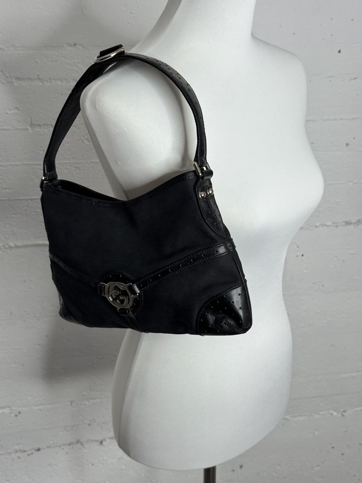 Gucci Gucci Interlocking GG Black Canvas Hobo Bag Size ONE SIZE - 3 Thumbnail