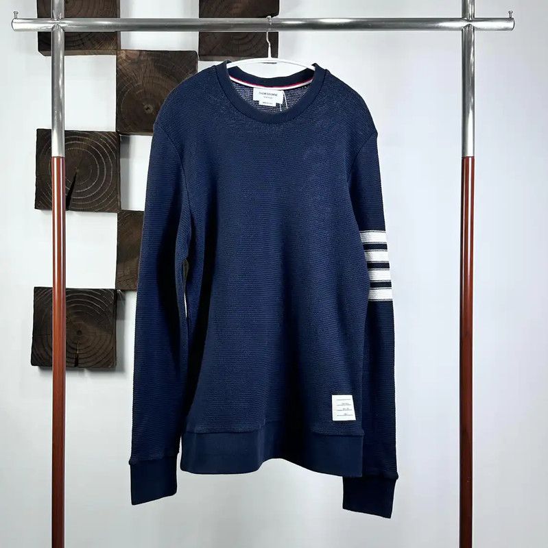 Thom Browne Thom Browne Men's Navy Cotton Blend Sweater 0089 Size US XXL / EU 58 / 5 - 1 Preview