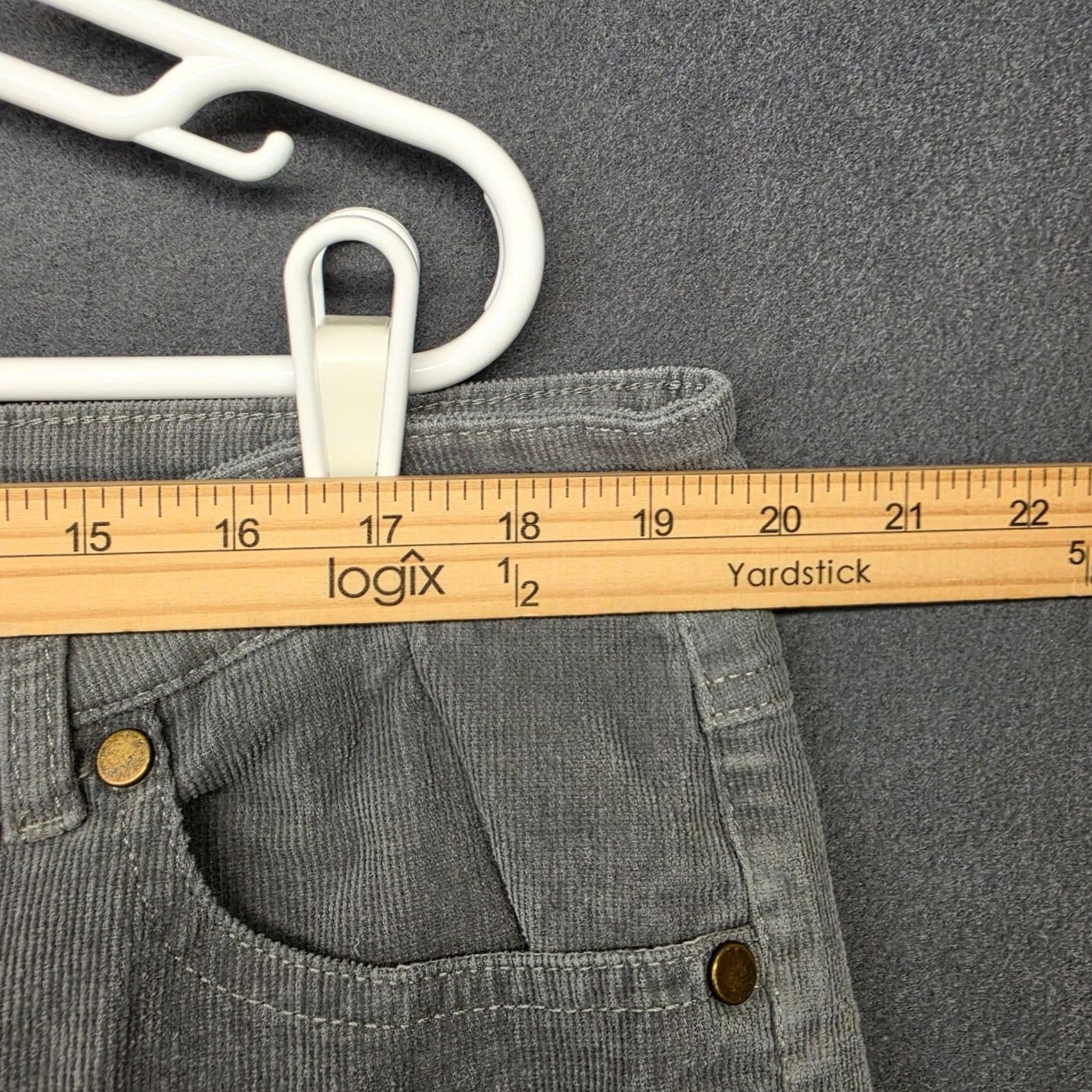 Vintage Woman Within Pants Womens 20W Grey Fine Wale Corduroy Straight Leg Stretch Size 42" / US 20 - 6 Thumbnail