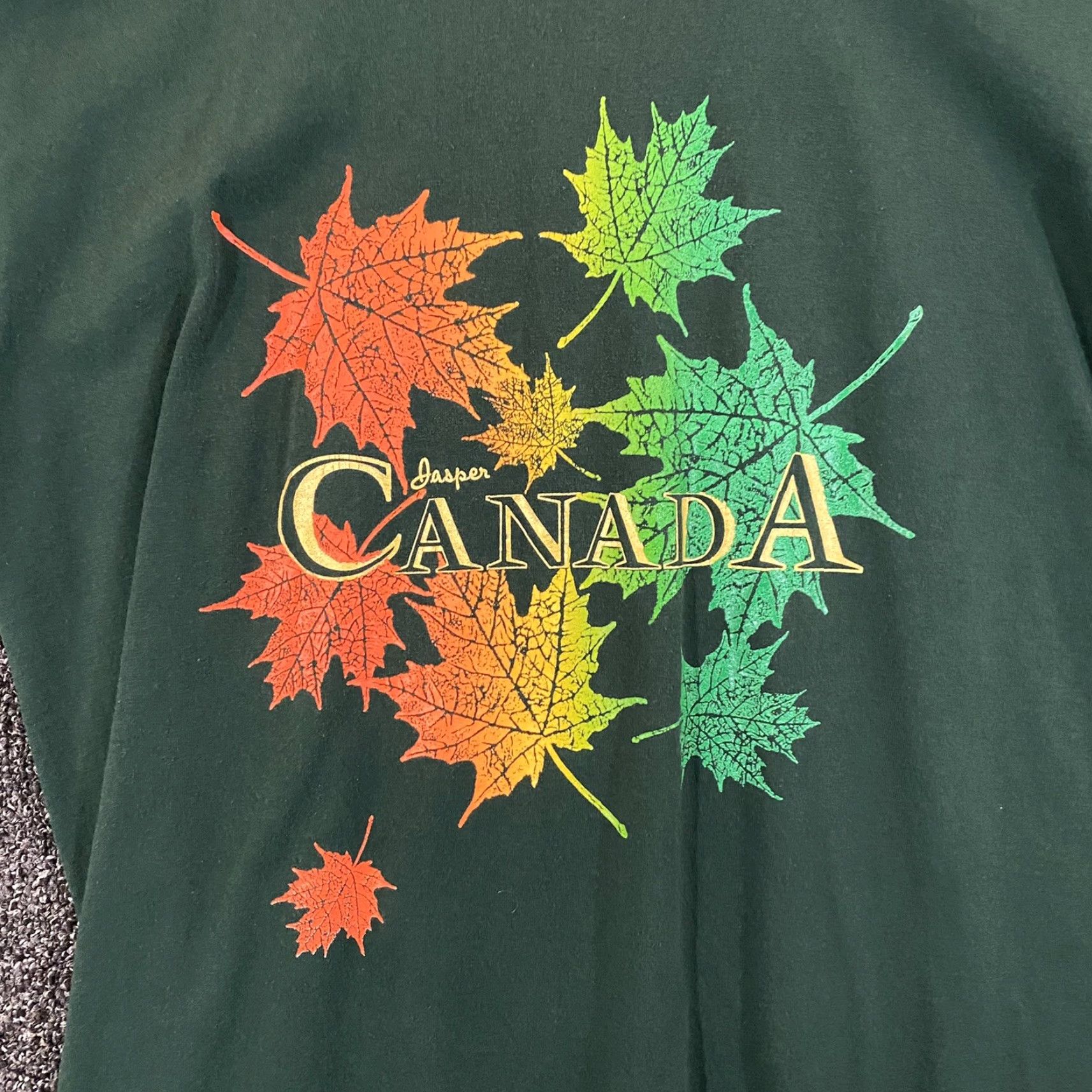 Fruit Of The Loom VINTAGE Fruit of the Loom CANADA Shirt Men Large Green Jasper Graphic Tee 90s USA Leaf Mens Large Green 90s Theme Size US L / EU 52-54 / 3 - 2 Thumbnail