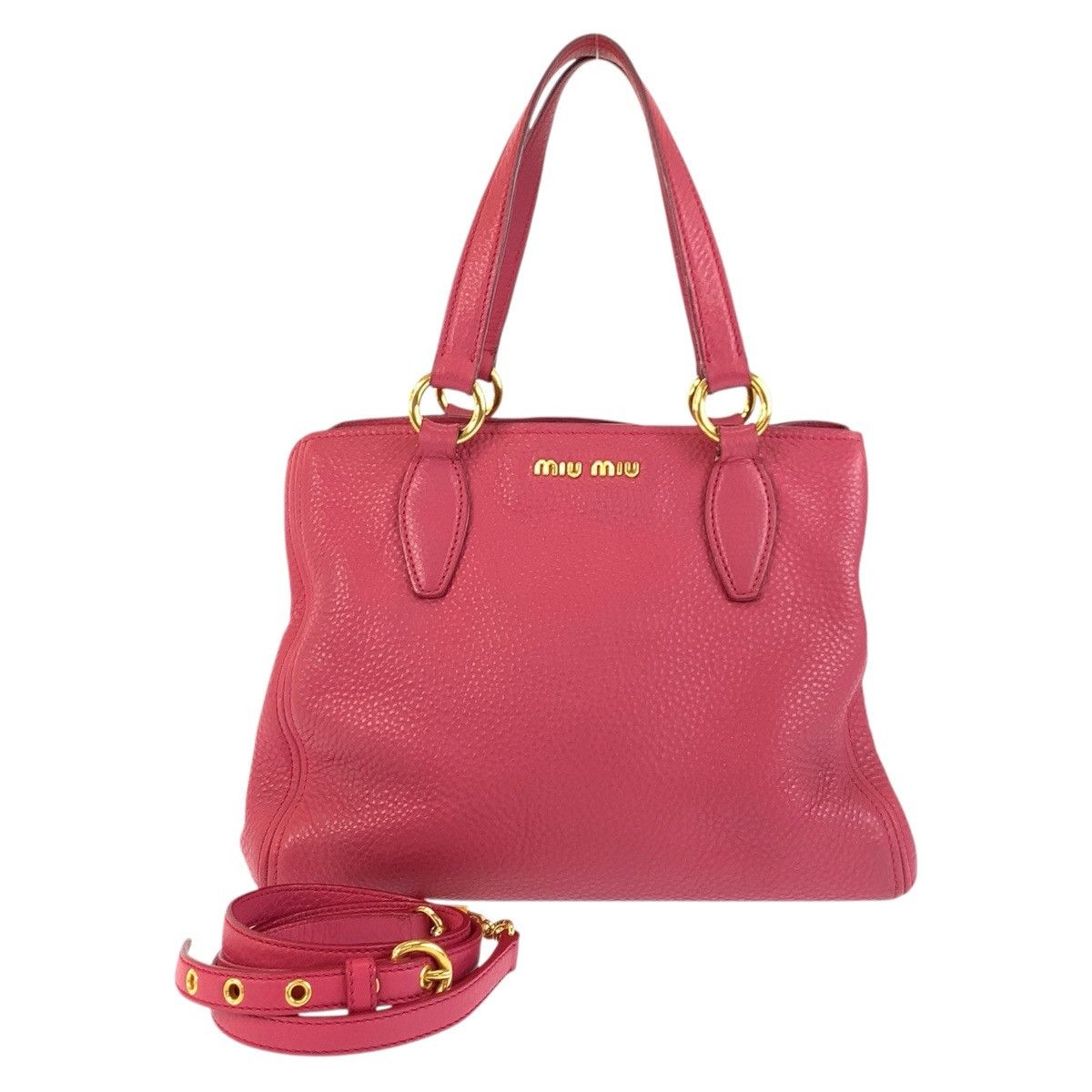 Miu Miu Miu Miu Vitello Carib Leather 2Way Bag Leather Shoulder Bag in Pink, Women's