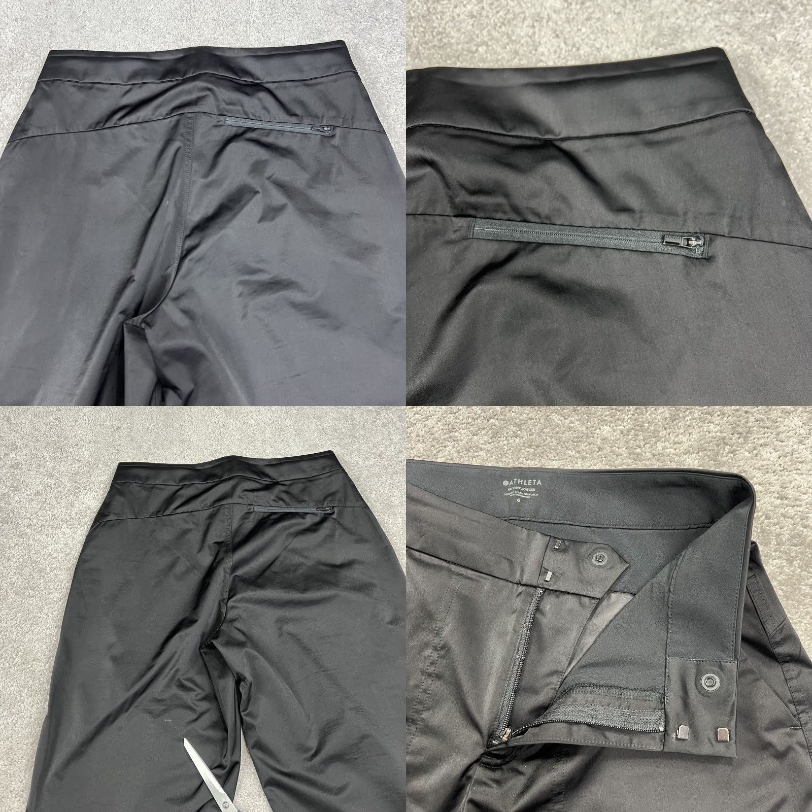Athleta Athleta Radiant Jogger Pants Womens 6 Black Satin Tapered Athleisure Travel Ankle Zip Inseam 28” Size 28" / US 6 / IT 42 - 8 Thumbnail