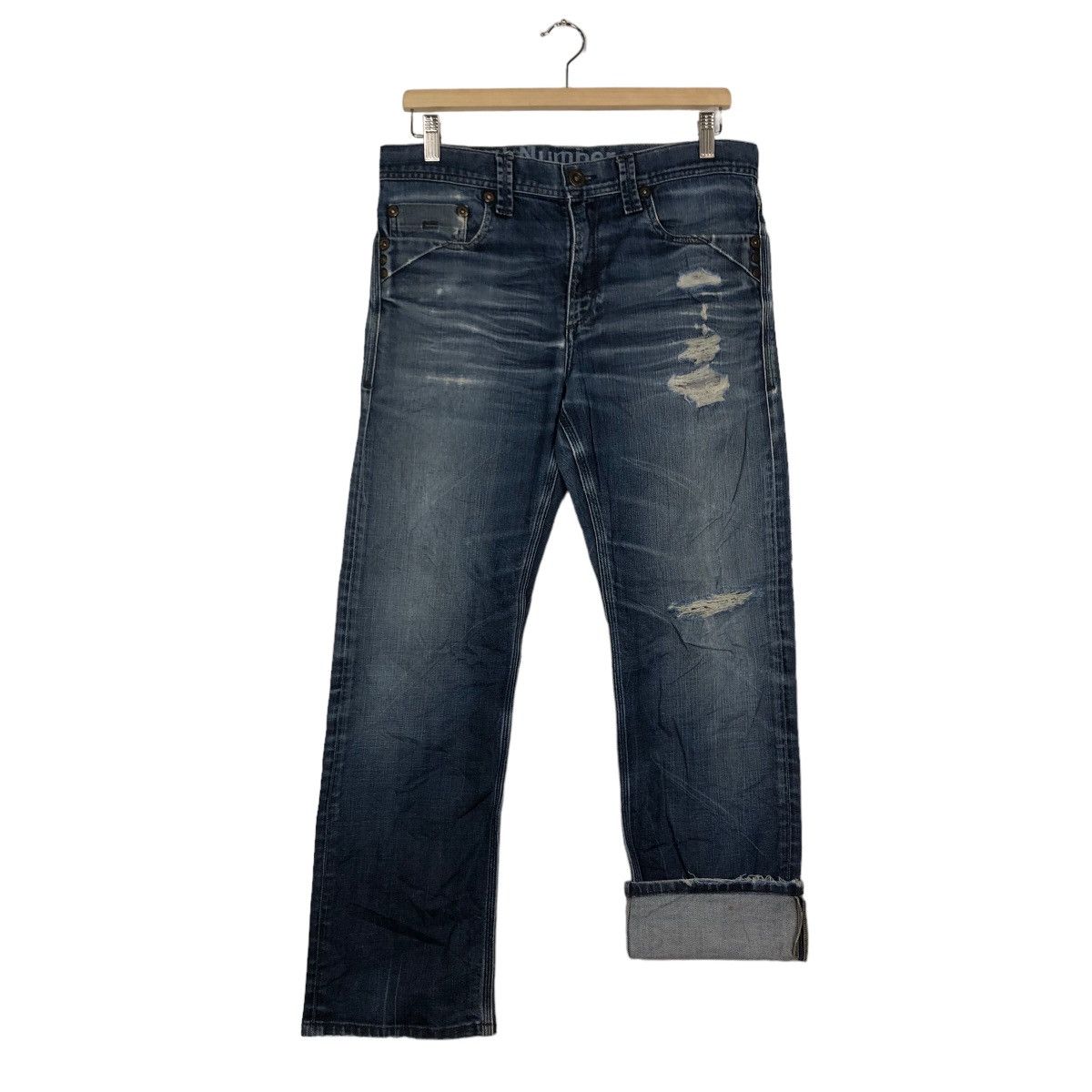 Japanese Brand 🔥Rare 90’s Vintage Distressed Denim Jeans Back Number Japan Size US 32 / EU 48 - 10 Thumbnail