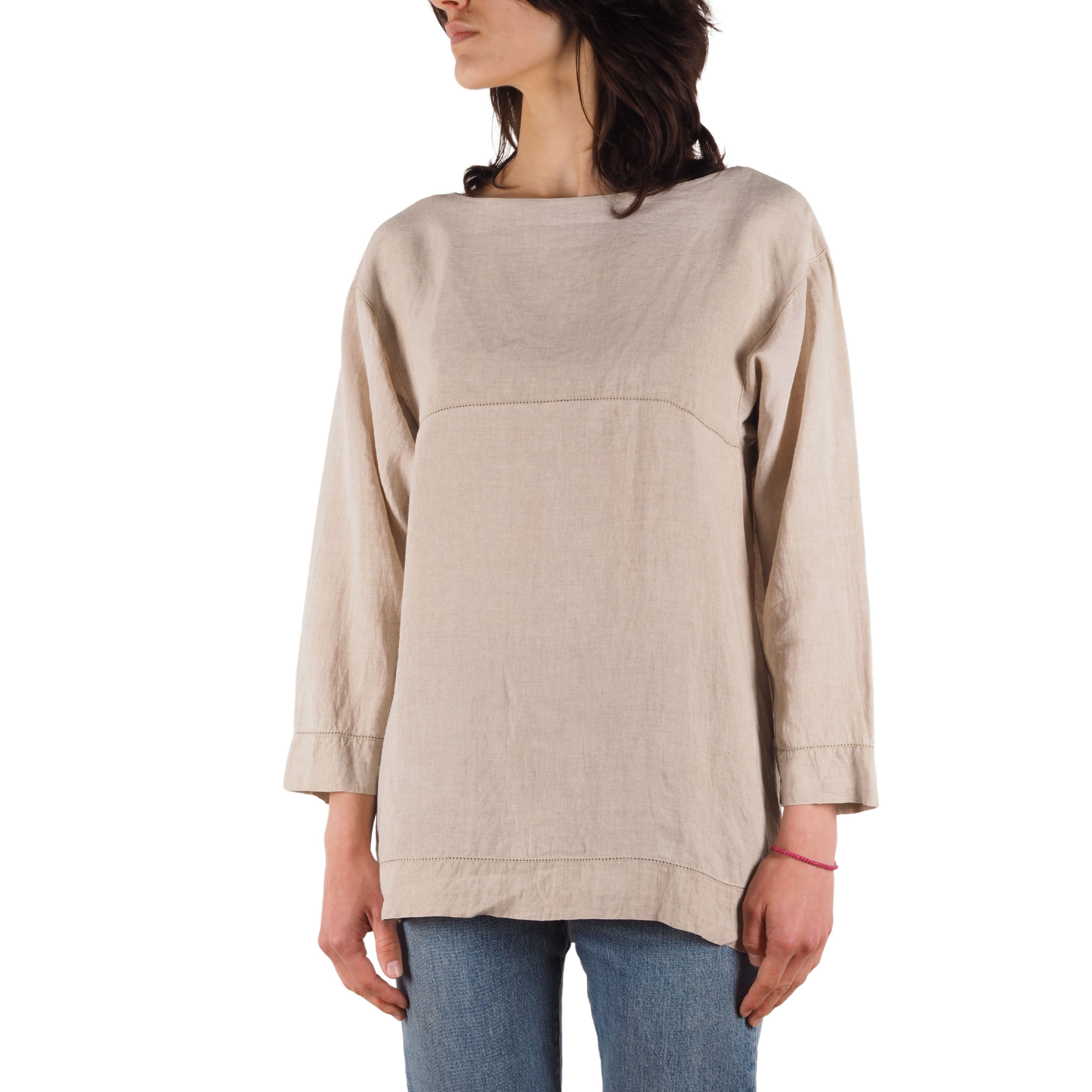 Issey Miyake Issey Miyake Vintage Beige Linen 3/4 Sleeve Blouse Top Size S / US 4 / IT 40 - 1 Thumbnail