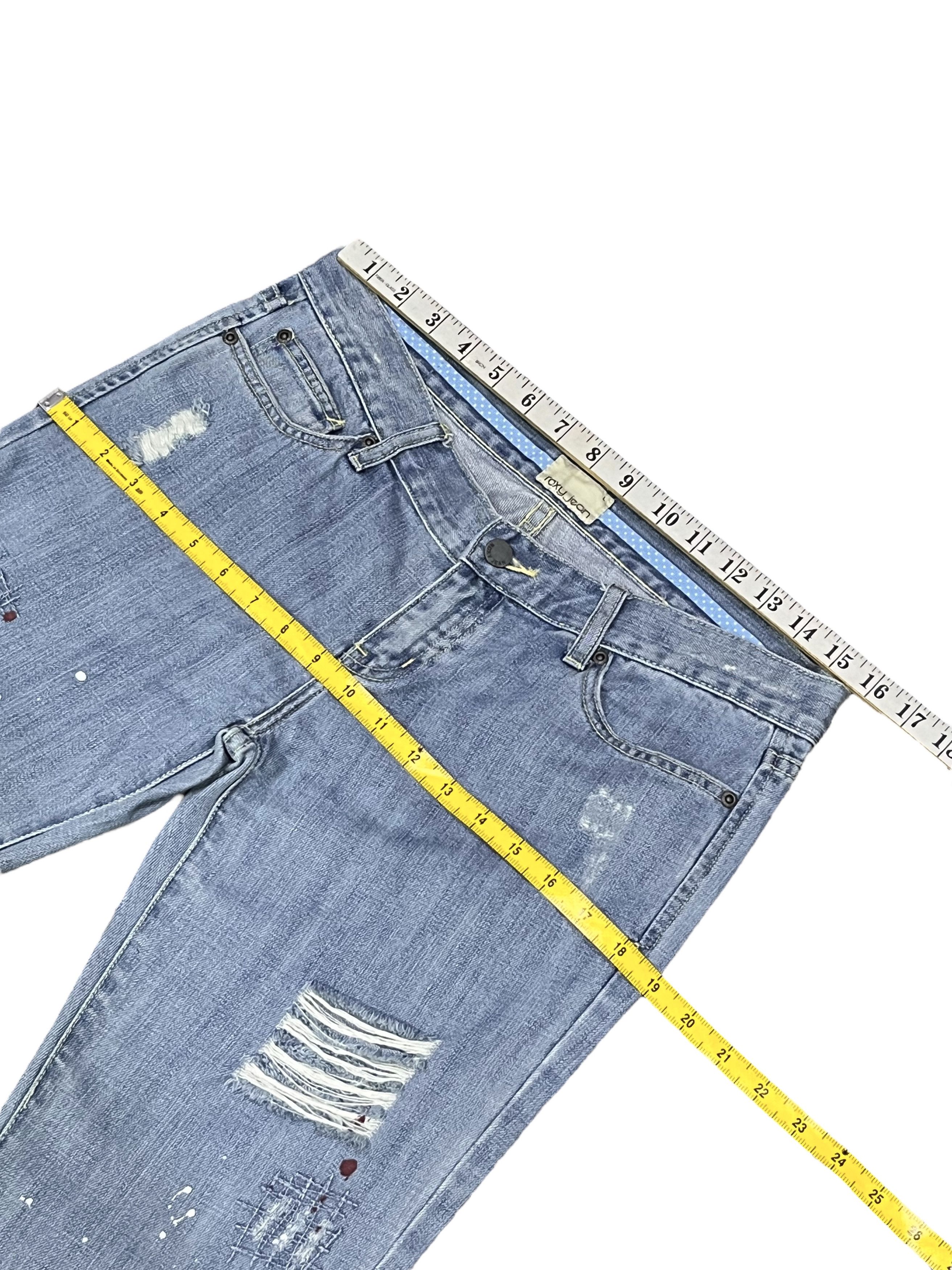 Quiksilver 🔥ROXY Paint Splatter Ripped Vintage Hourglass Flare Denim Size 31" - 10 Thumbnail