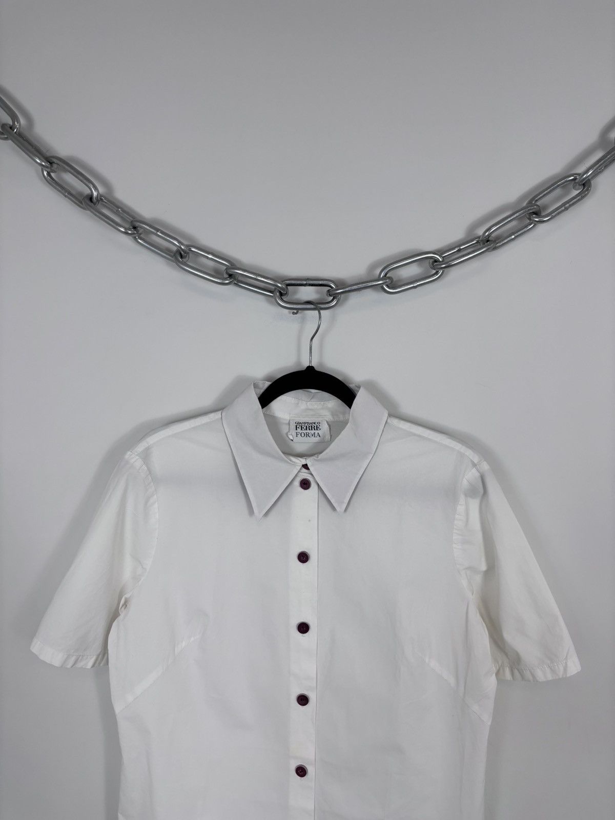 Gianfranco Ferre Vintage Gianfranco Ferre Women’s White Short Sleeve Shirt Size L / US 10 / IT 46 - 2 Thumbnail