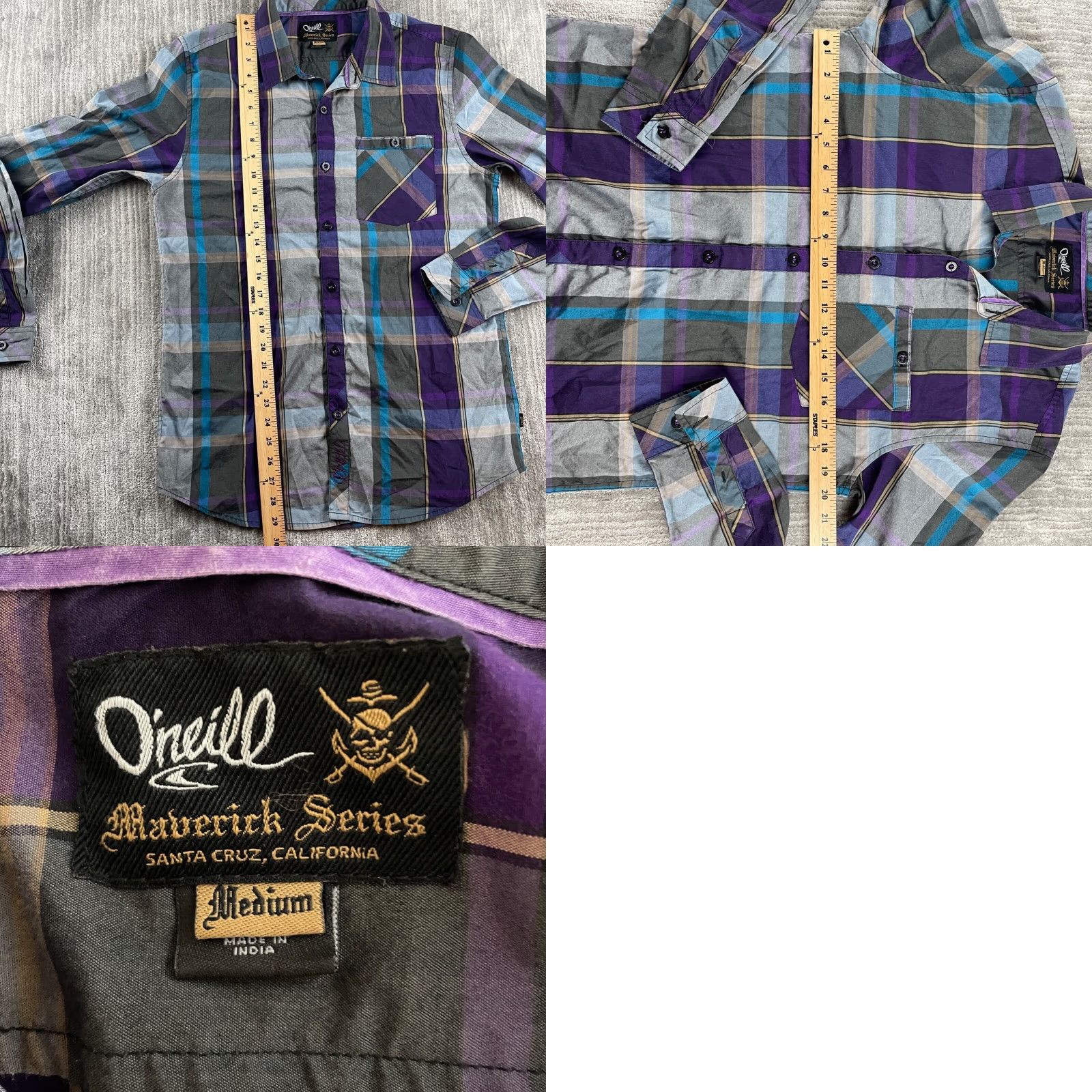 O'Neill O'Neill Shirt Mens Regular Button-Up Long Sleeve Plaid Purple M Adult Casual Size US M / EU 48-50 / 2 - 8 Thumbnail