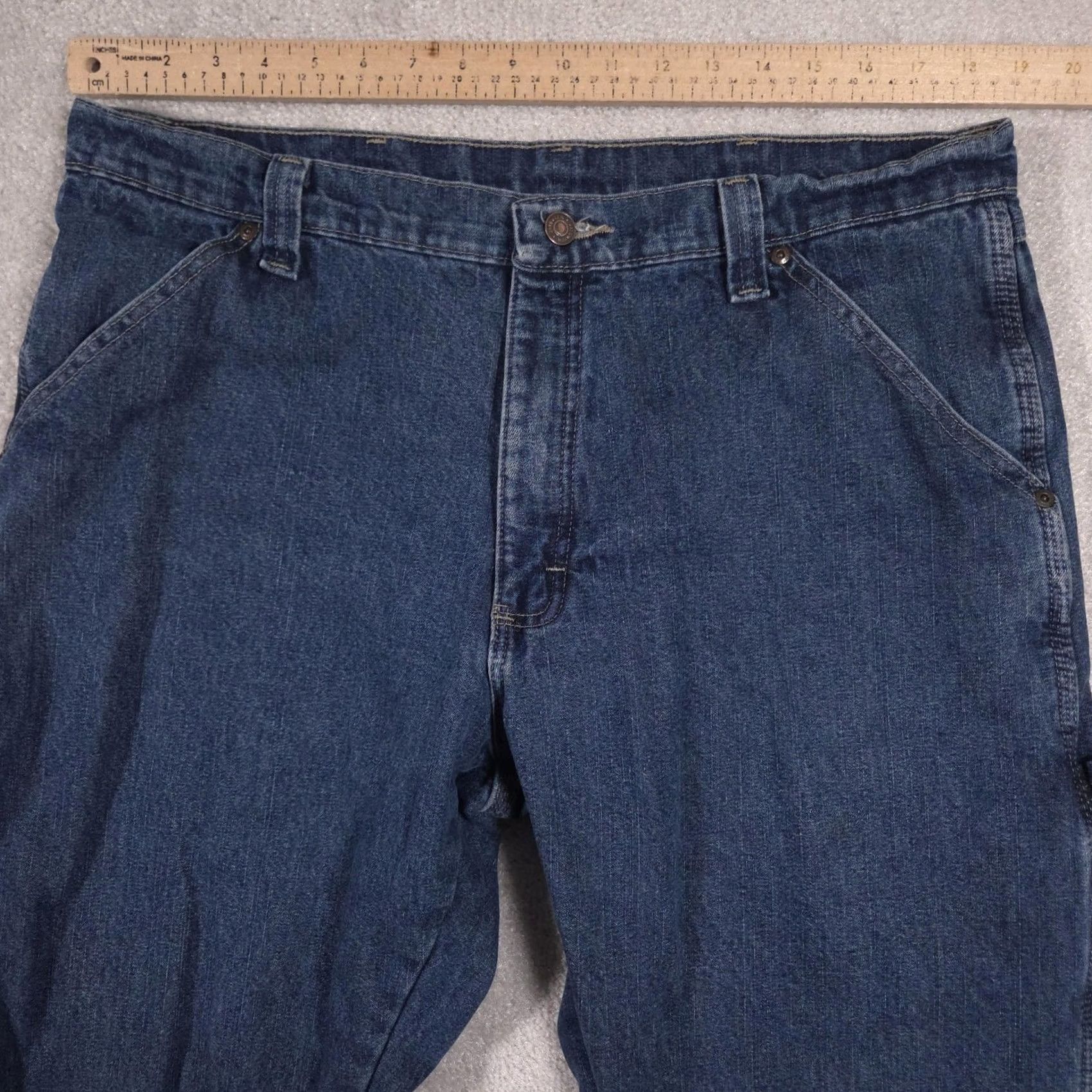 Wrangler Wrangler Jeans Mens 36x30 Blue Denim Relaxed Fit Fleece Lined Carpenter Pants Size US 36 / EU 52 - 5 Thumbnail