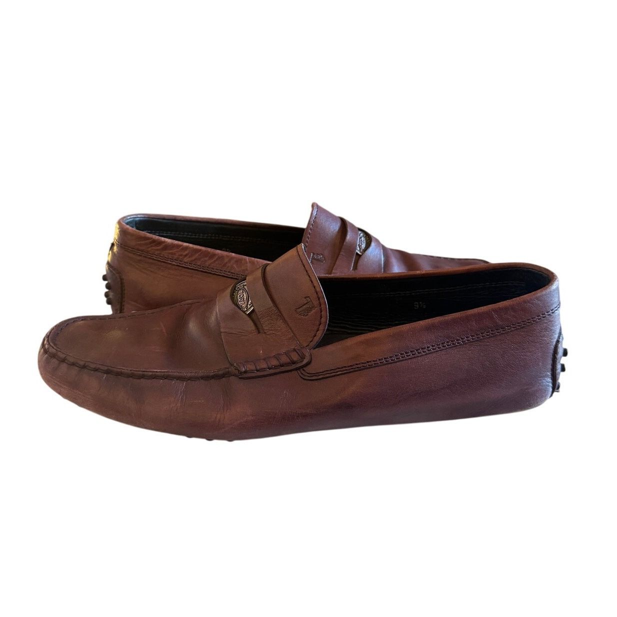 Tod's Tod's Men's Burgundy Leather Penny Driving Loafers Size US 10.5 / EU 43-44 - 3 Thumbnail