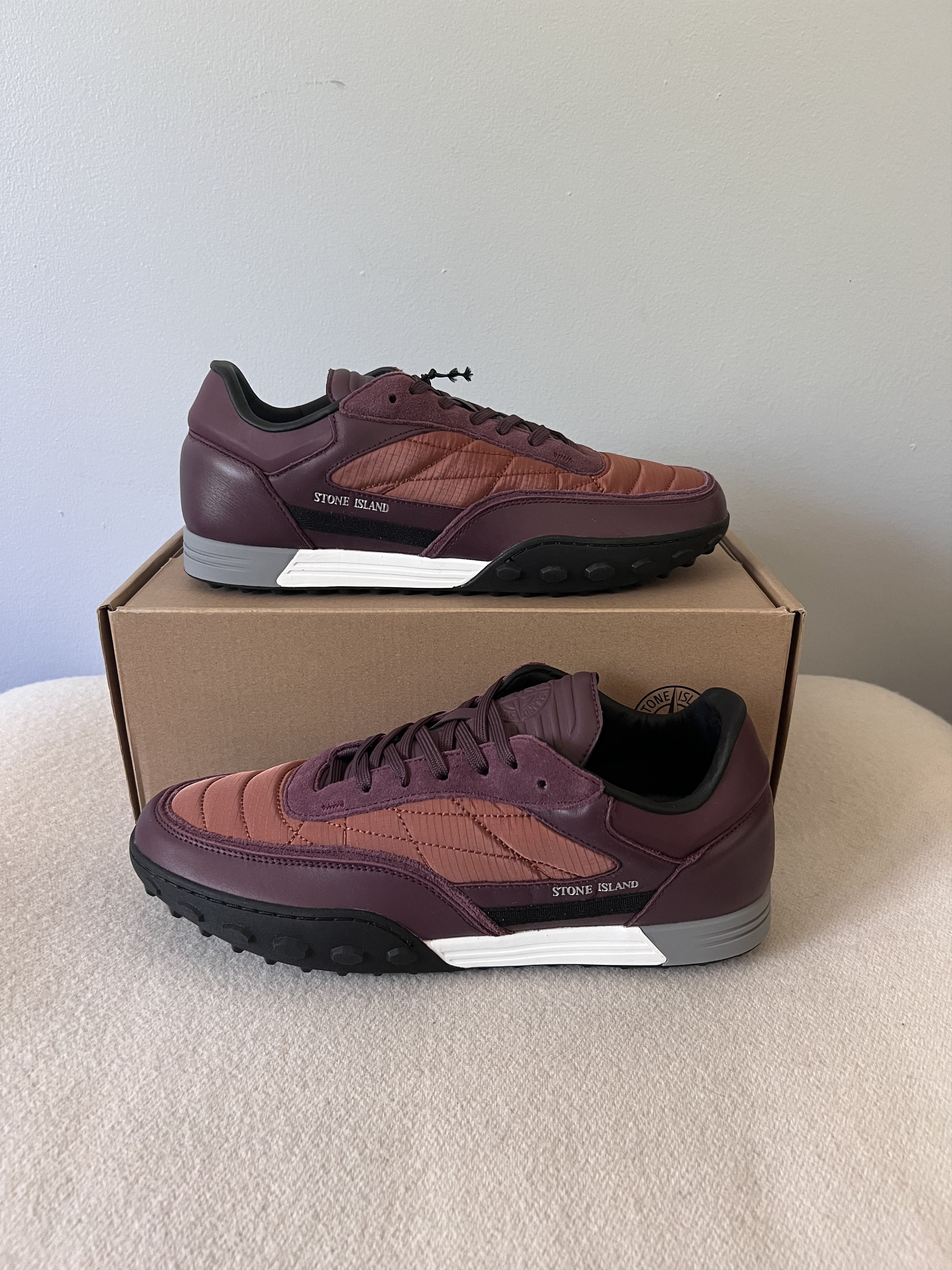 Stone Island Football Sneakers in Burgundy Footwear