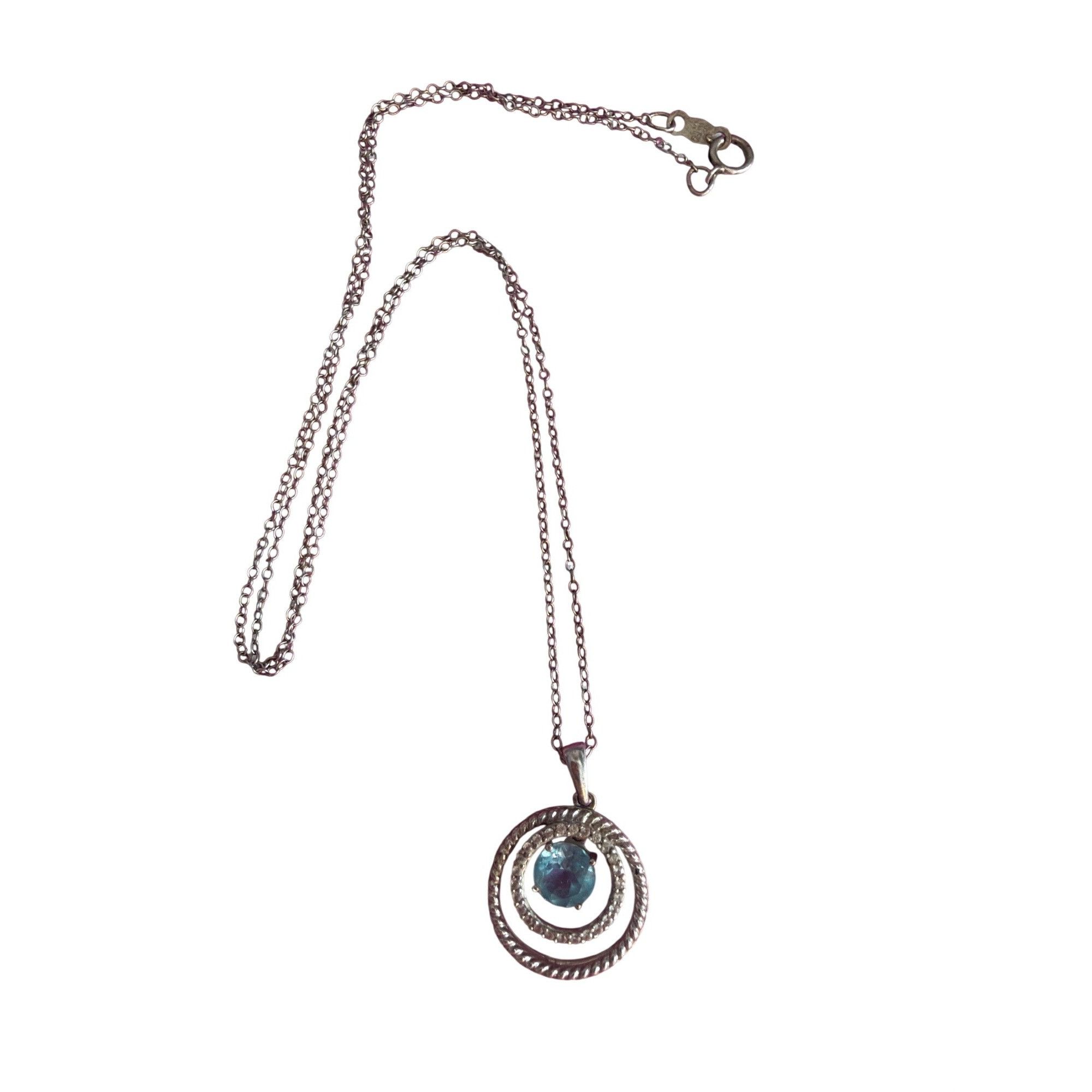 Other JWBR Sterling Silver Necklace Clear Blue Topaz Floating Pend Size ONE SIZE - 3 Thumbnail