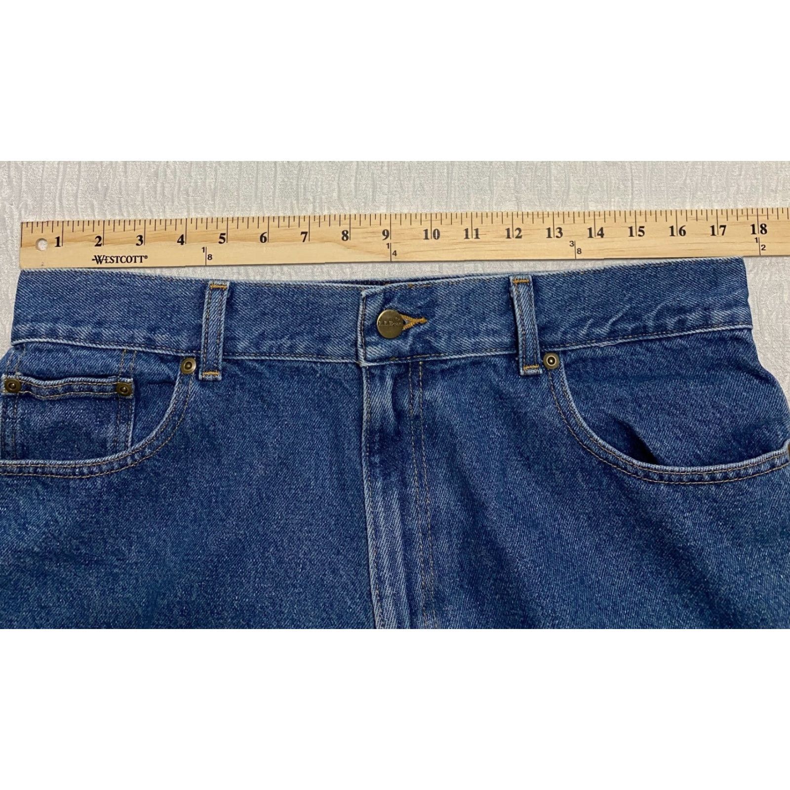 Vintage LL Bean Women's Jeans Size 16 Blue Denim Straight Hemmed 34x25 Size 24" / US 00 / IT 34 - 6 Thumbnail
