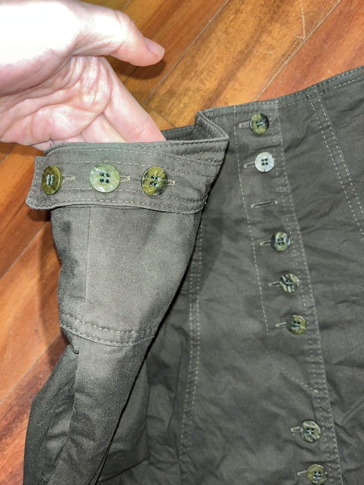 Gerry Weber army green vintage button down pleated maxi skirt Size 30" / US 8 / IT 44 - 3 Thumbnail