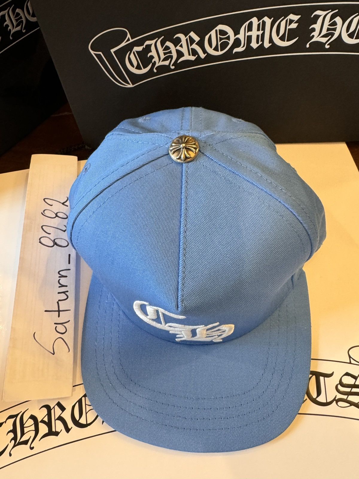 Chrome hearts hat ch baseball 5 panel blue white