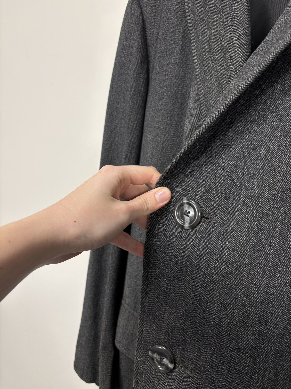 Other Vintage PKZ Made In England Men’s Herringbone Gray Wool Coat Size US L / EU 52-54 / 3 - 8 Thumbnail