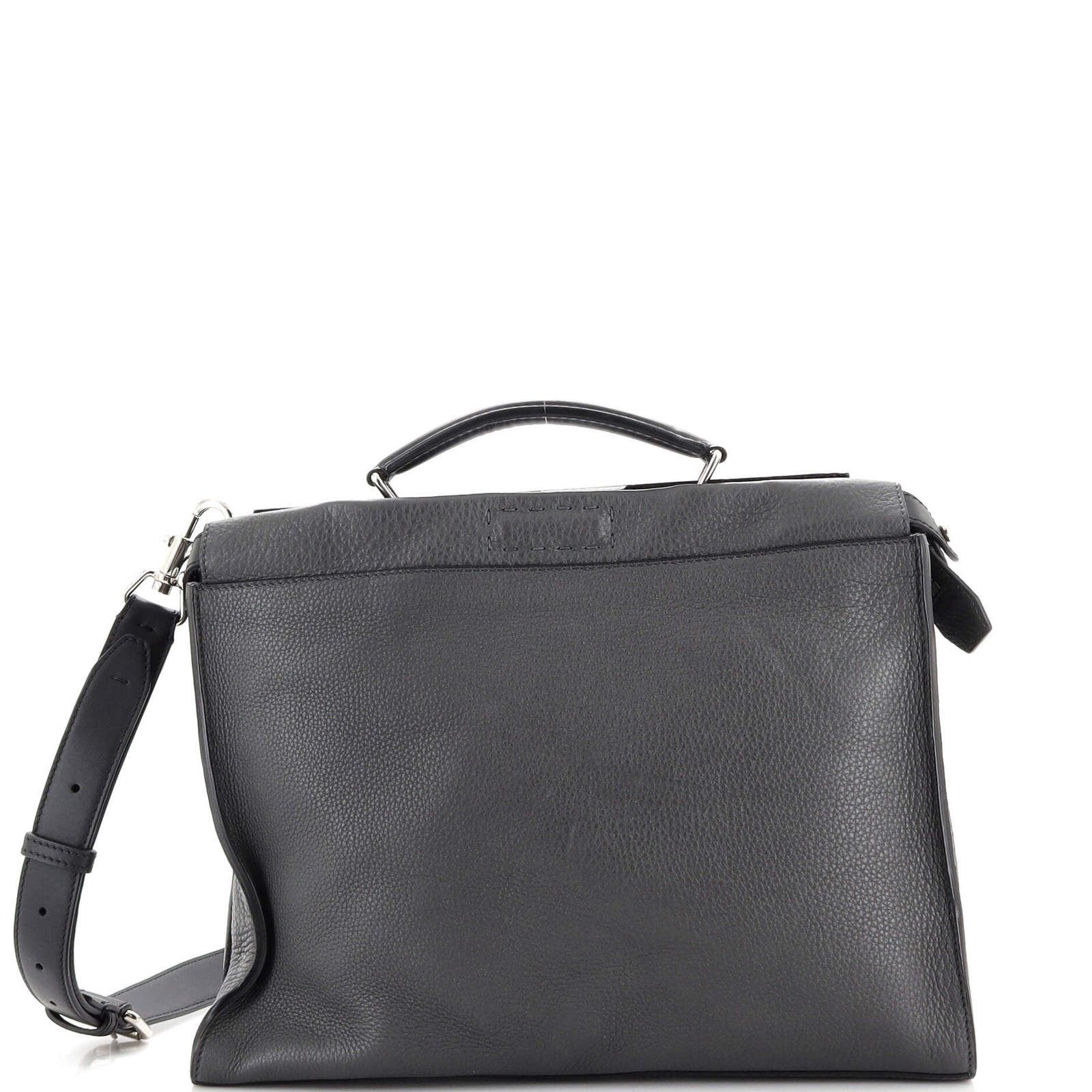 image of Fendi Monster Selleria Peekaboo Fit Bag Leather Regular in Grey, Women's