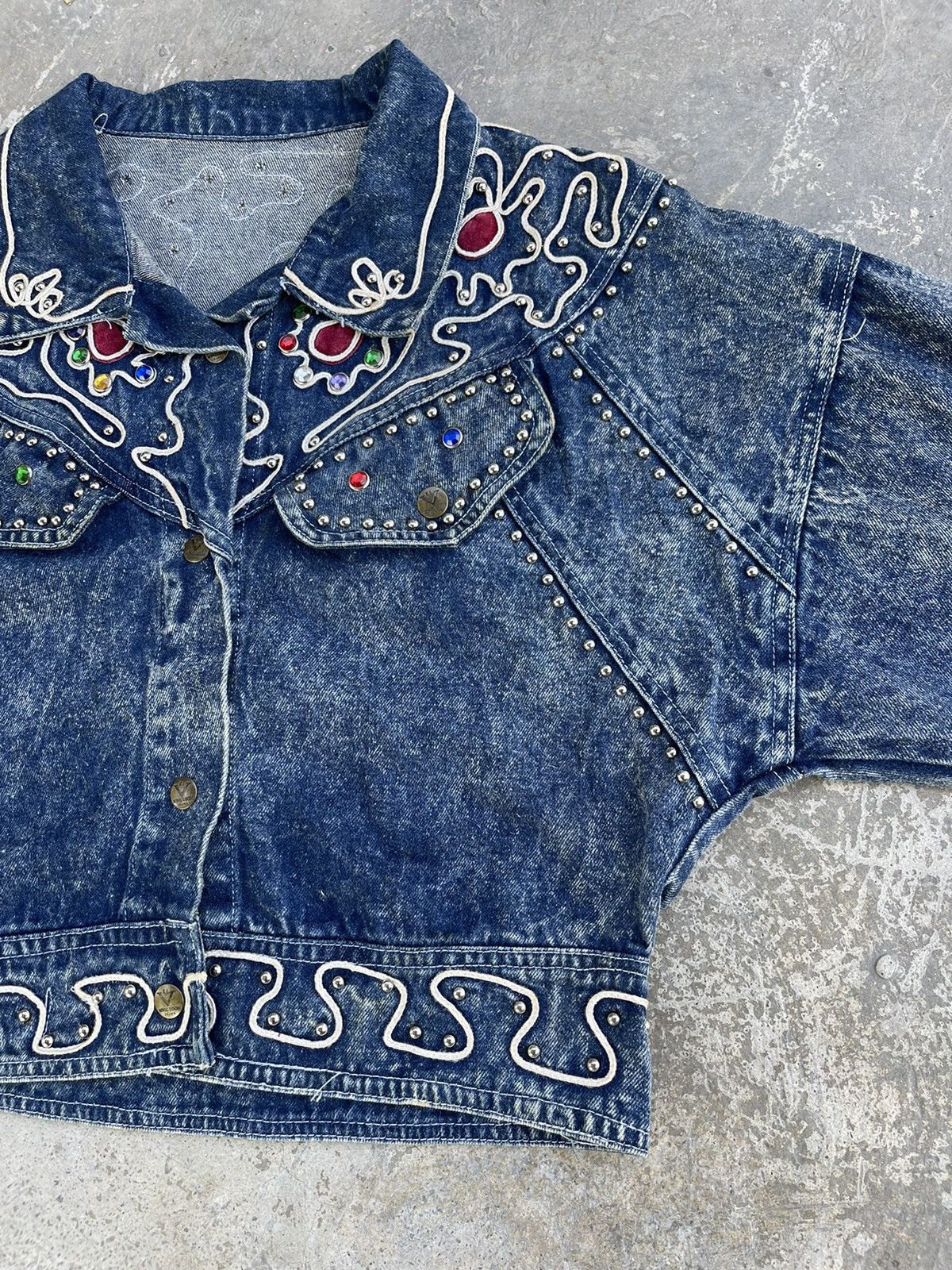 Japanese Brand 🔥Vintage Kong Loon Studded Crop Denim Jacket Kapital Style Size S / US 4 / IT 40 - 6 Thumbnail