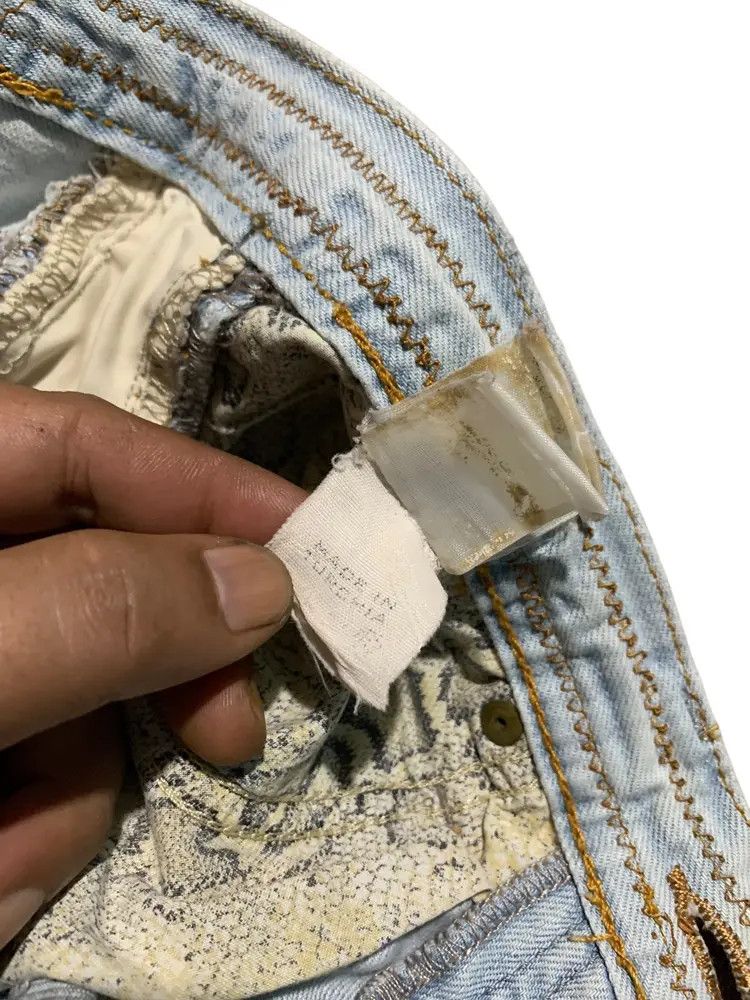 Just Cavalli Vintage Cavalli studded punk leather taped snake skin denim Size US 31 - 17 Thumbnail