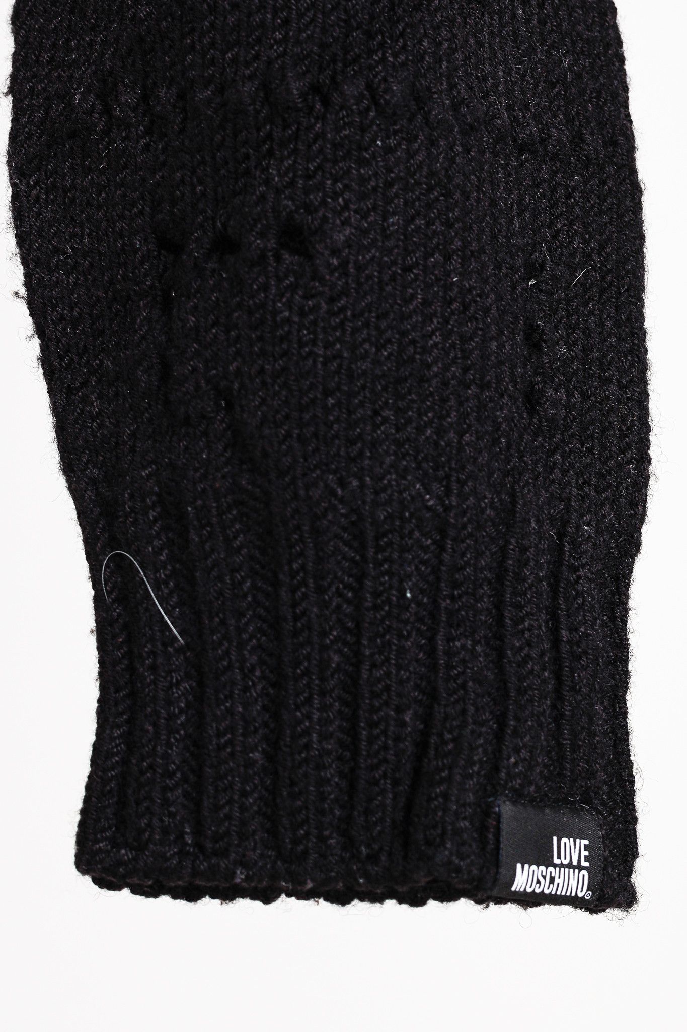 Love Moschino Love Moschino Black Pointelle Knit Long-Sleeve Sweater Size L / US 10 / IT 46 - 7 Thumbnail
