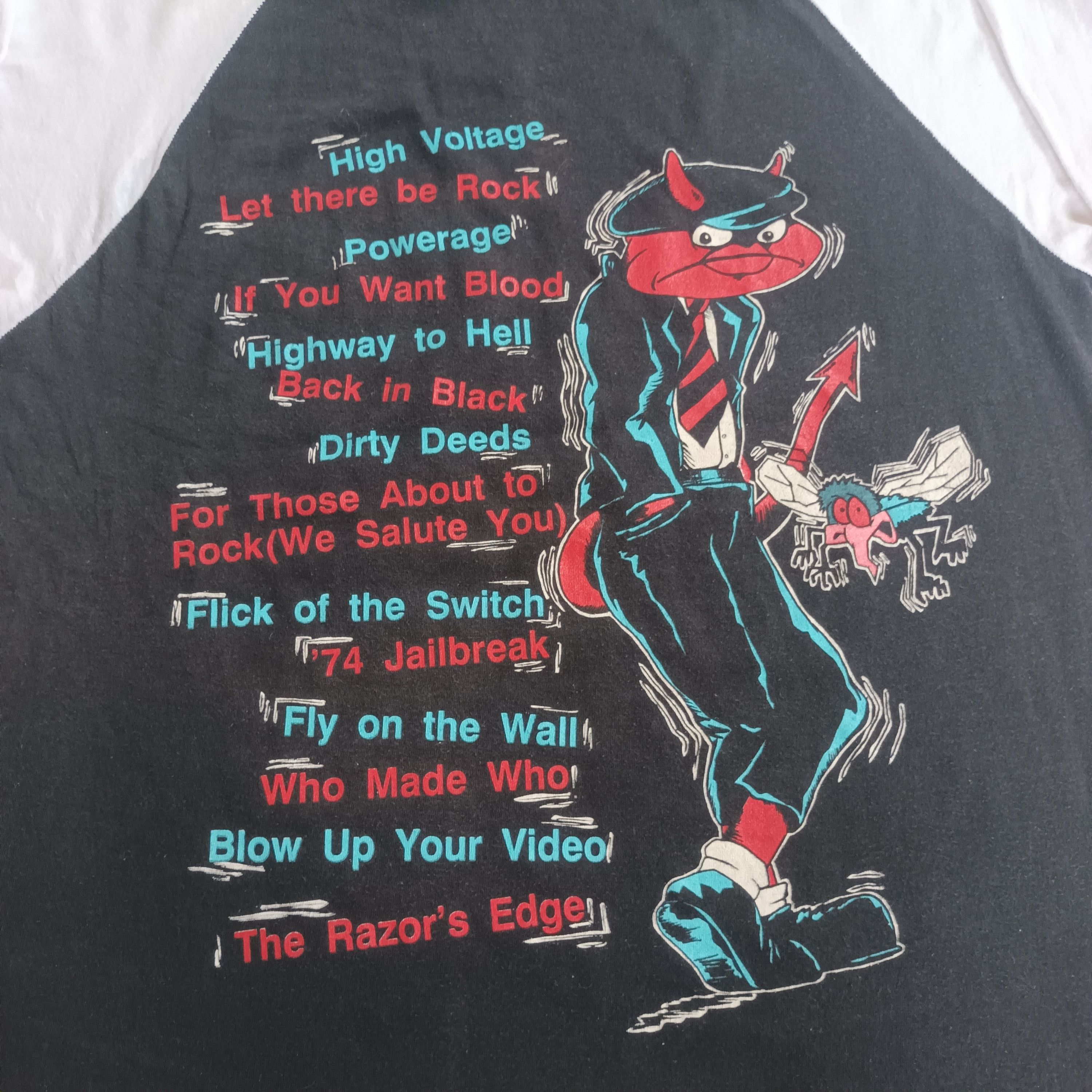 AC/DC Vintage t shirt ACDC HELL'S BELLS 1990 ragland tour tshirt. Size US L / EU 52-54 / 3 - 7 Thumbnail
