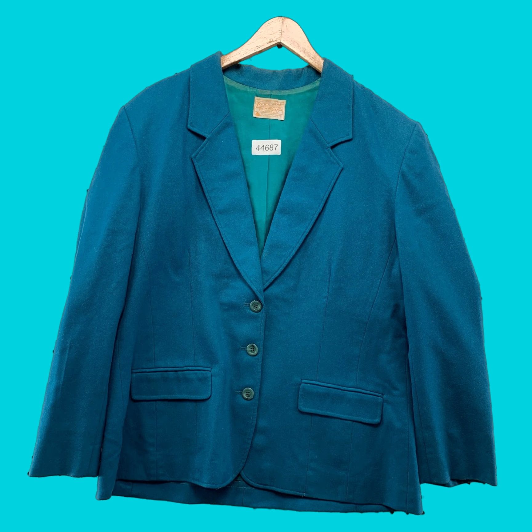 Pendleton VINTAGE Pendleton Wool Blazer Womens Size 18 Teal Green 3 Button Business Jacket Blazer Womens 18 Blue Wool Size XXL / US 16-18 / IT 52-54 - 1 Thumbnail