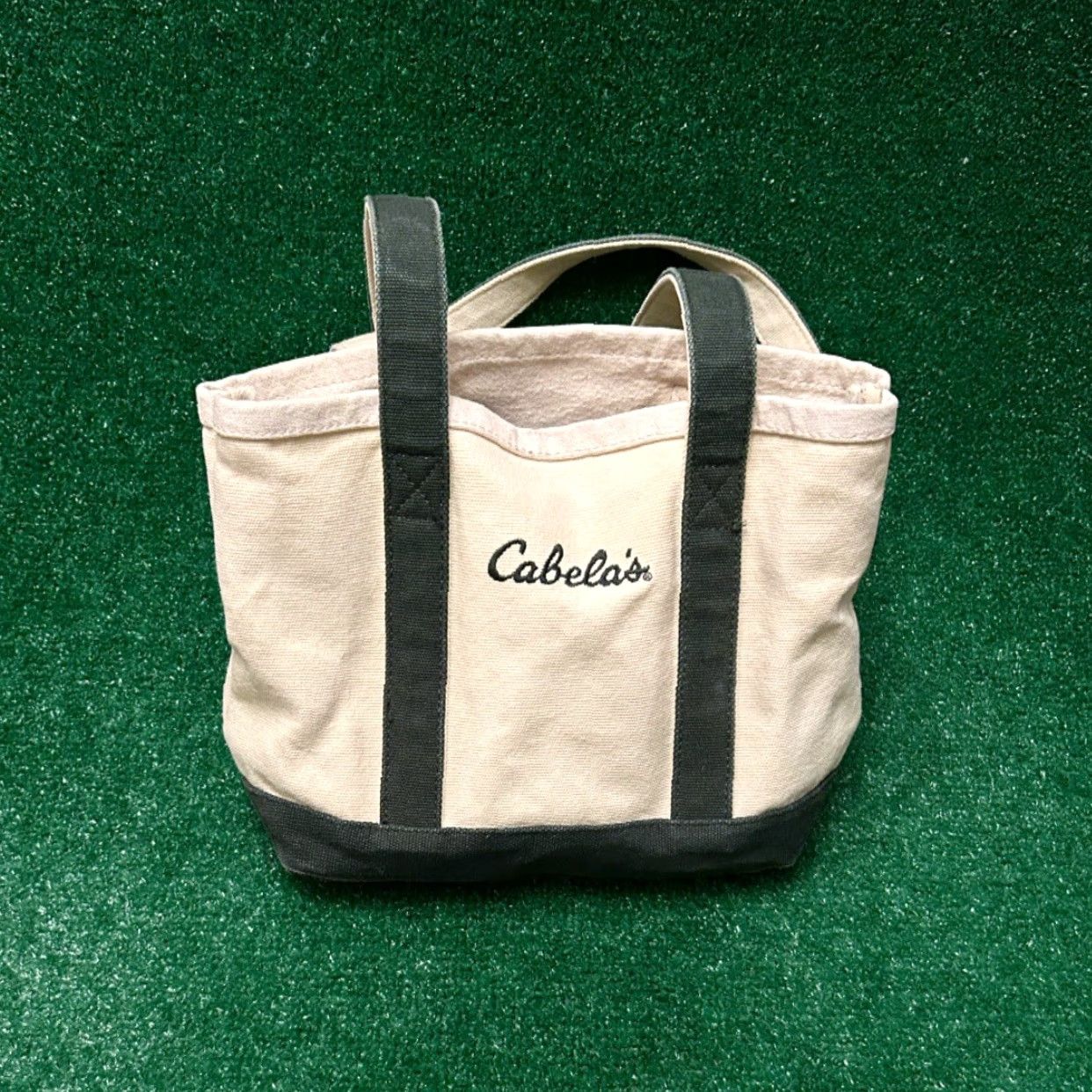 Vintage VINTAGE Cabela’s Tote Bag Small Canvas Green Lined 1980s Unisex Adults Beige Rare Bean Style Tote Size ONE SIZE - 7 Thumbnail