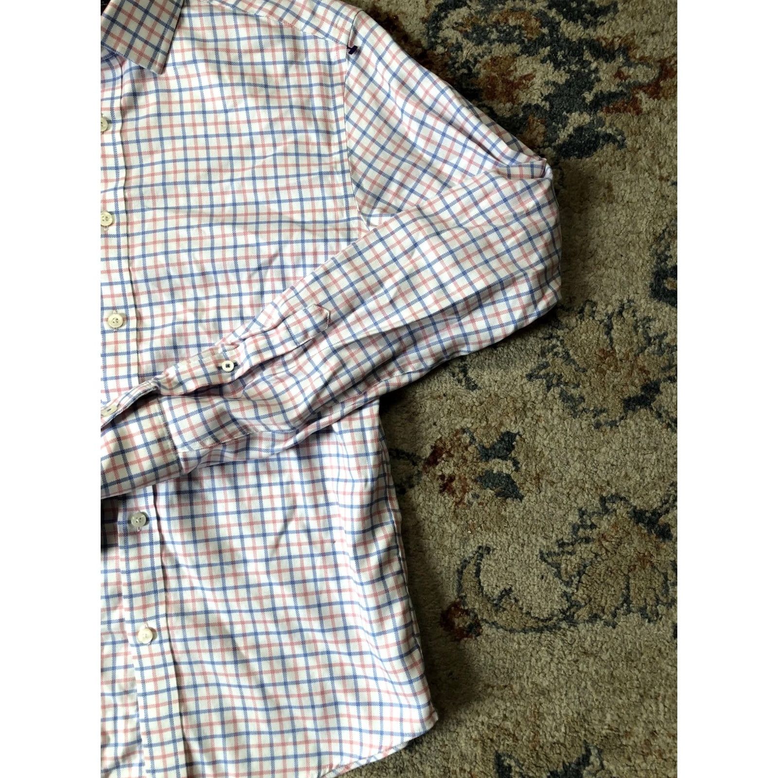 UNTUCKit UNTUCKit Shirt Slim Fit Wrinkle-Resistant White Blue Red Plaid Button-Front Check Cotton Made in Mauritius S Small Mens Adult Small XS? Size US S / EU 44-46 / 1 - 4 Thumbnail