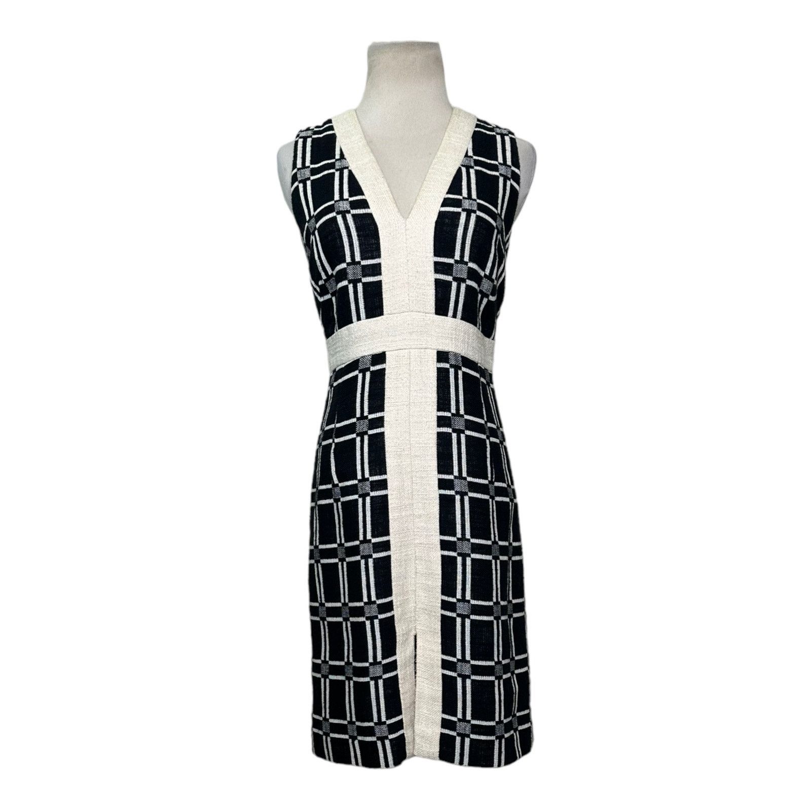 MILLY Milly black cream canvas party sheath dress size 0 Size XS / US 0-2 / IT 36-38 - 10 Thumbnail