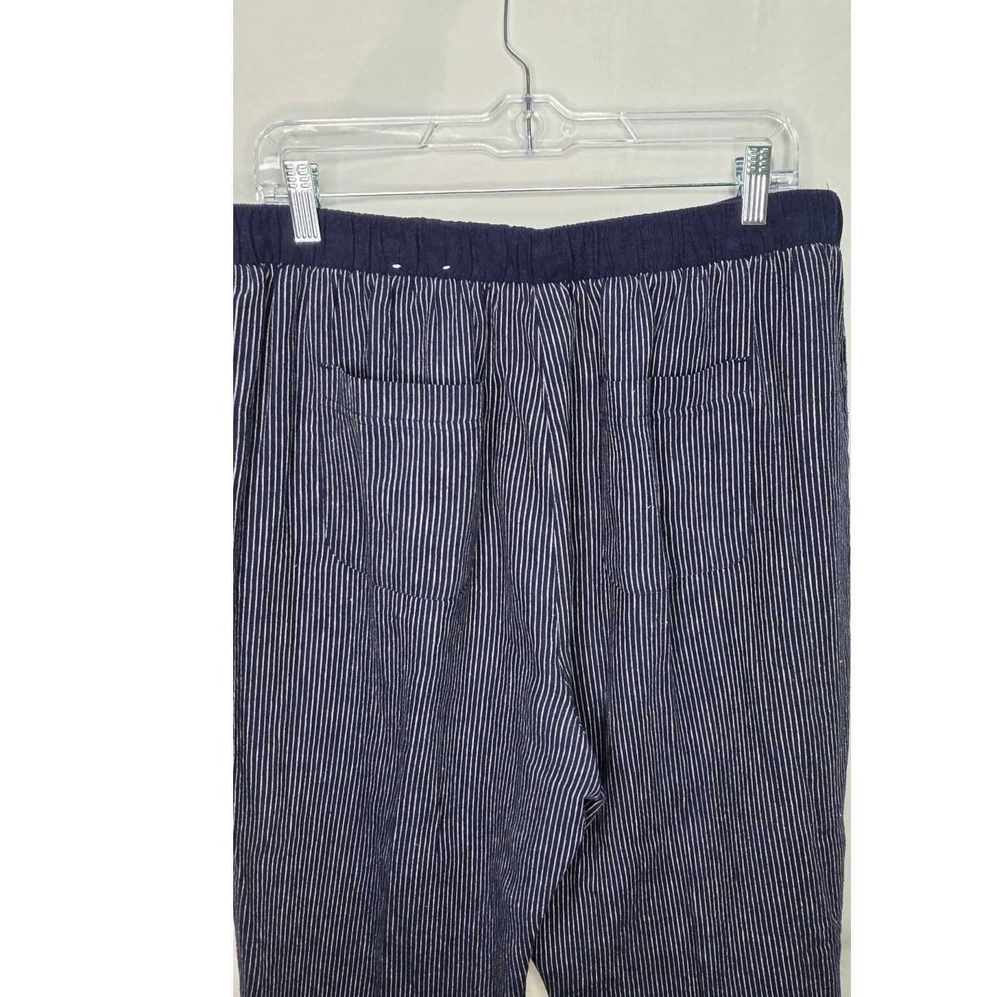 Other Chico's Linen Rayon Blend Pants Women's Large Blue Pinstripe Size 35" - 10 Thumbnail