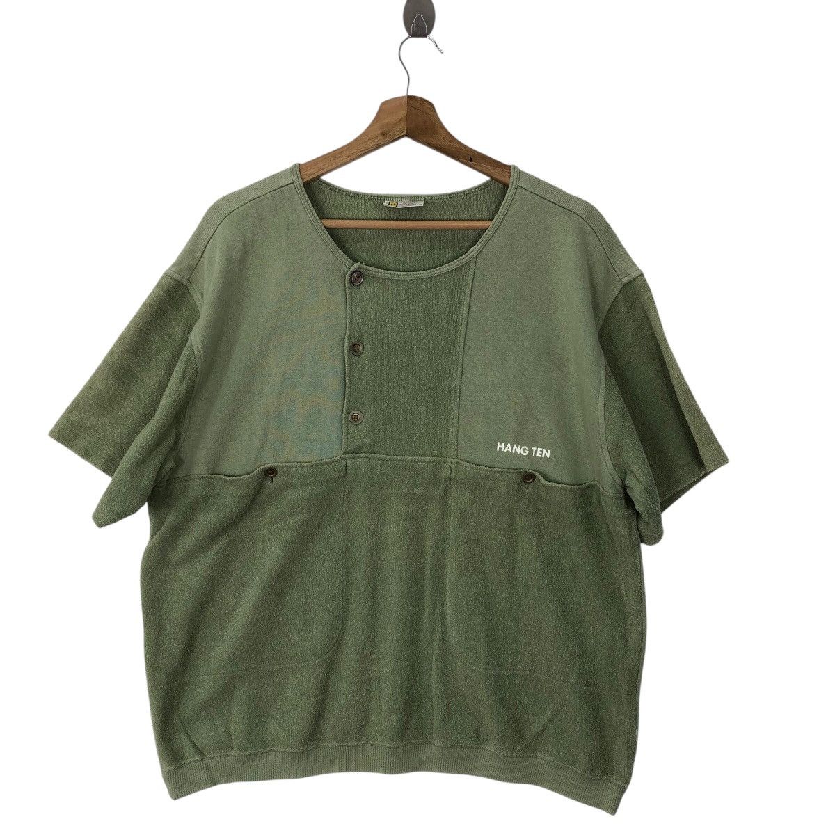 HANG TEN Button Double Pocket Shortsleeve Sweater