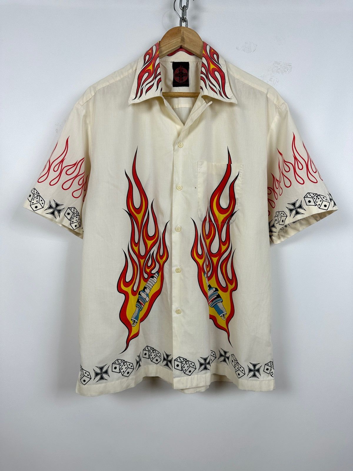Other Vintage Pete Chenaski Fire Flame Car Crazy Hawaiian Shirt Size US XL / EU 56 / 4 - 2 Thumbnail