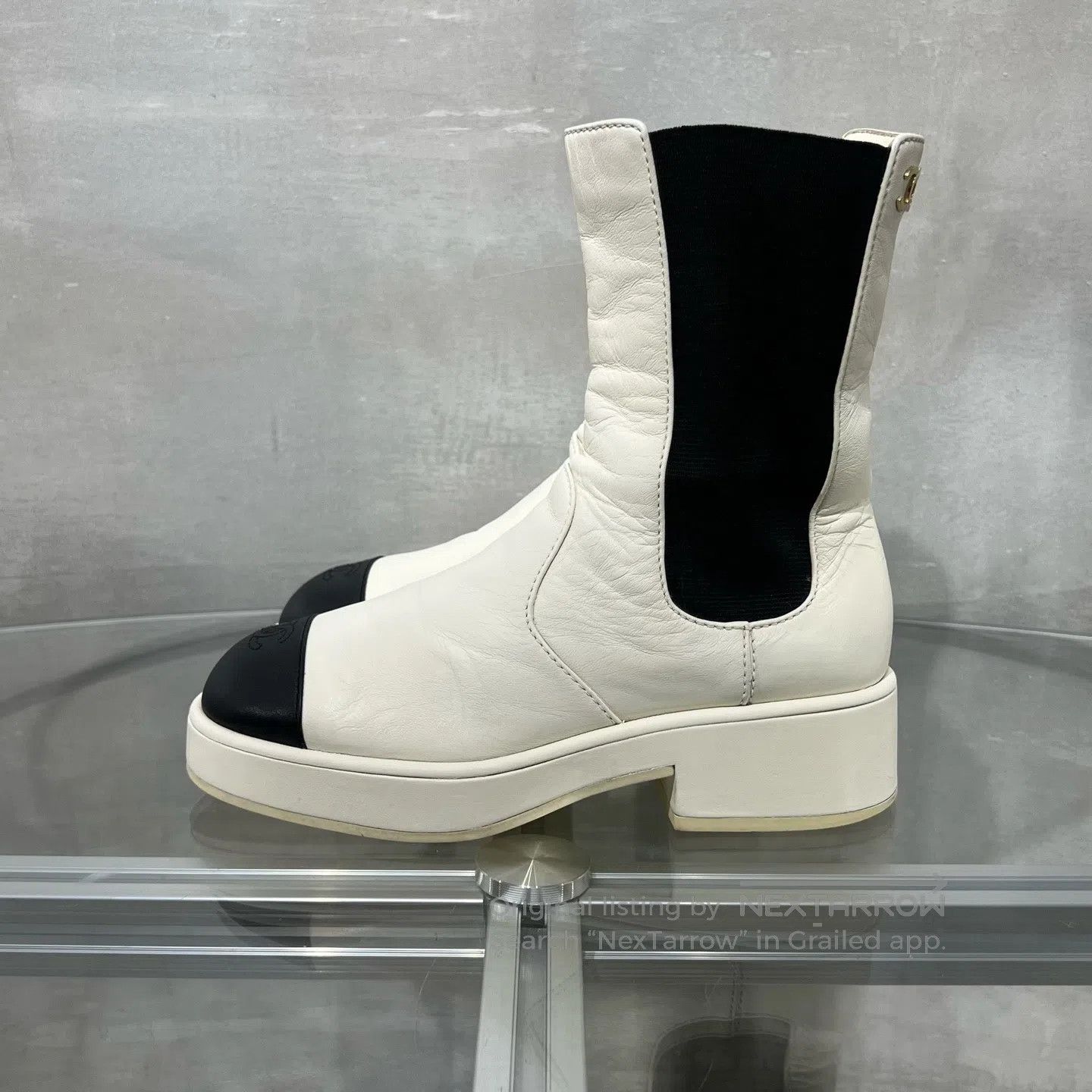Chanel Chanel A hit product: Black and white sheepskin short boot Size US 6.5 / IT 36.5 - 3 Thumbnail