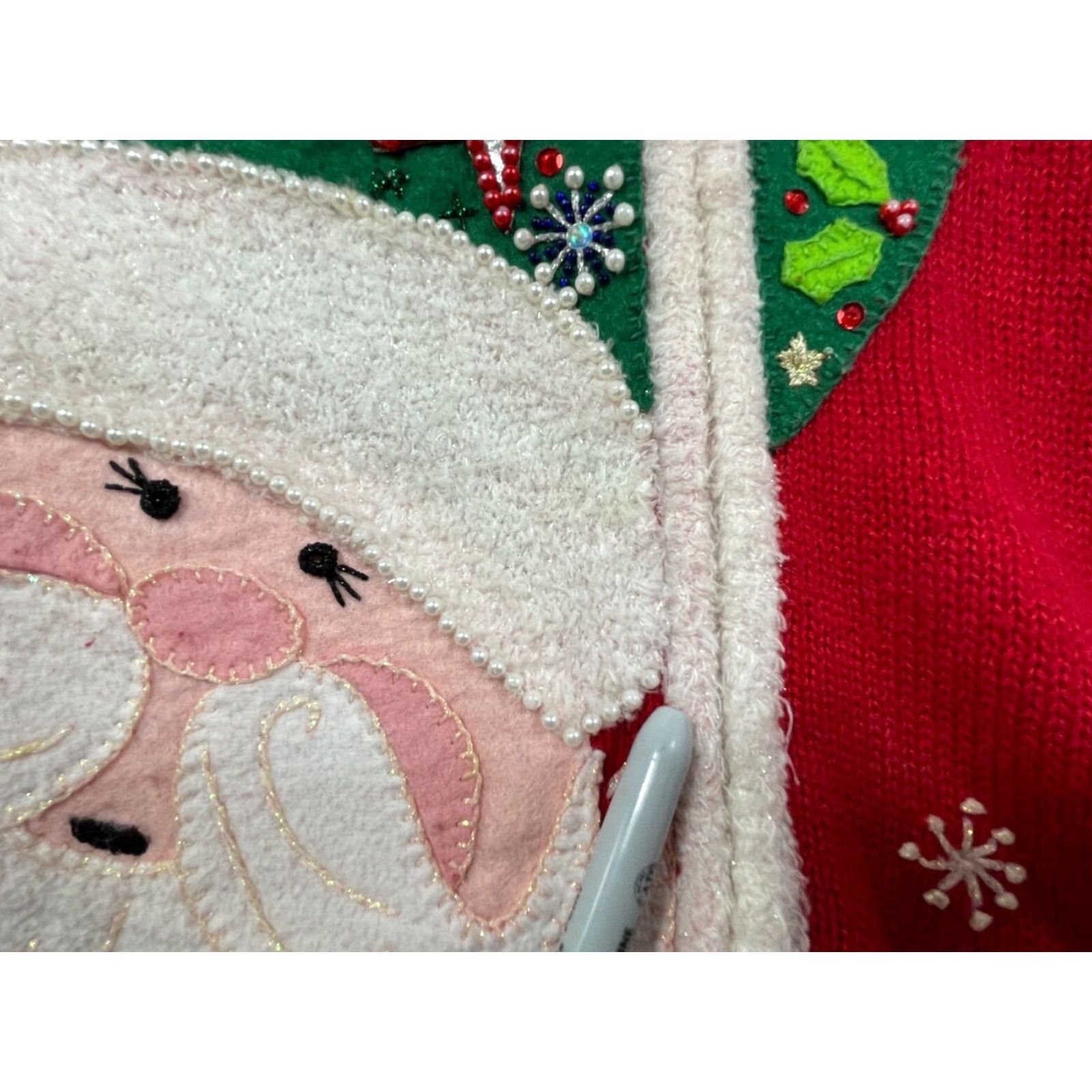 Vintage VINTAGE Heirloom Collectibles Ugly Christmas Sweater Womens 7 Santa Red Ramie and cotton Long Sleeve Christmas Knit Sweater Womens 7 Santa Size M / US 6-8 / IT 42-44 - 5 Thumbnail
