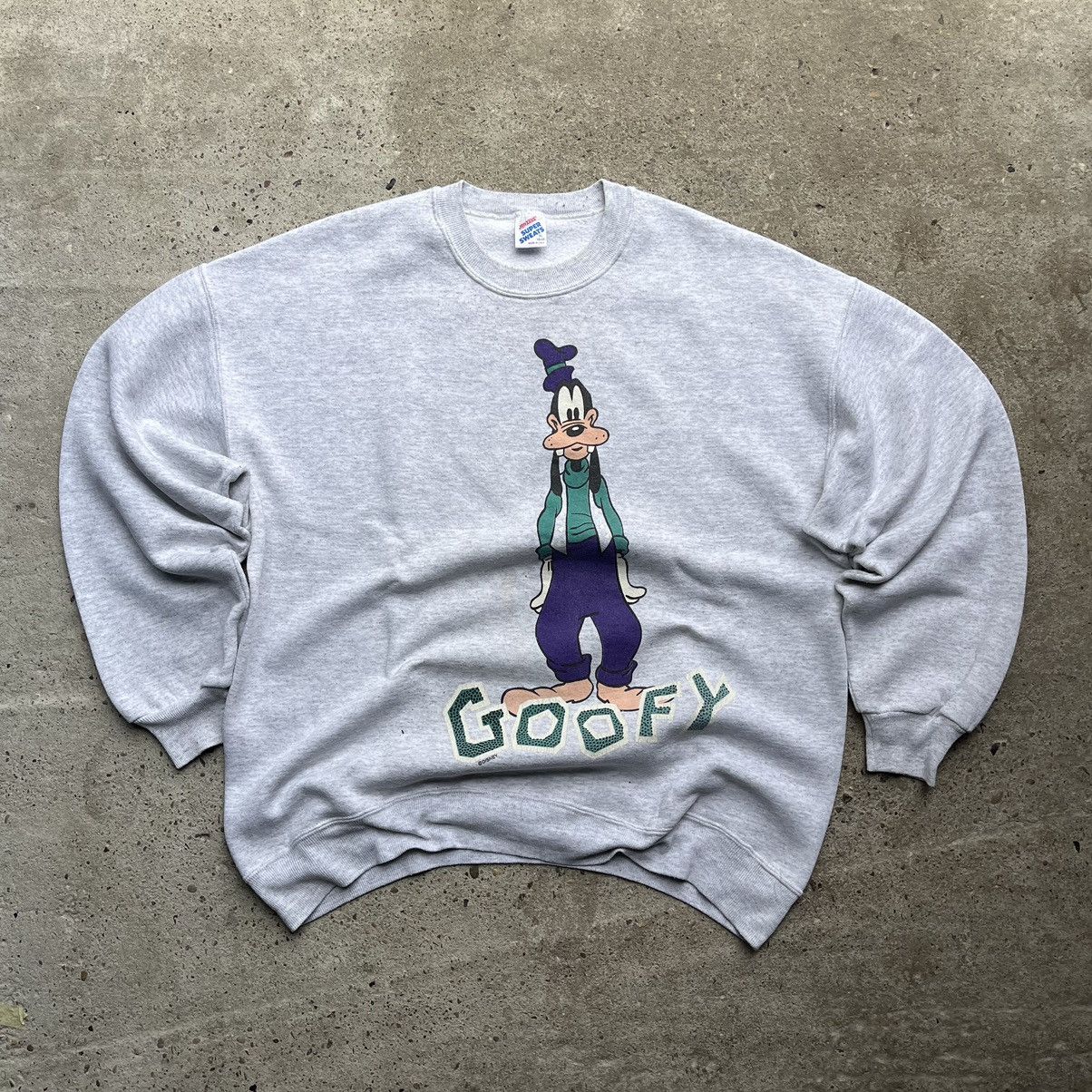 image of Goofy Disney Grey Sweatshirt Vintage Super Sweat Usa, Men's (Size XL)