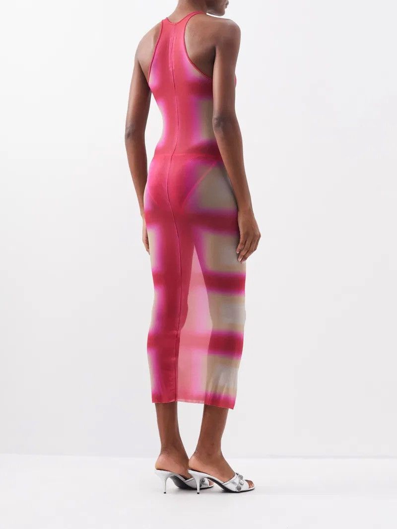 Rick Owens Last Rick Owens Racerback Plaid-Print Jersey Midi Dress Size S / US 4 / IT 40 - 3 Thumbnail