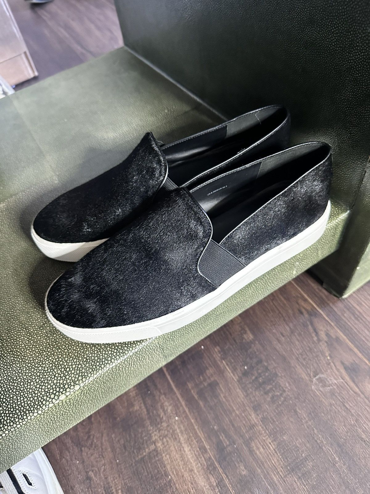 Vince VINCE black PONY HAIR slip-on leather sneakers Size US 8.5 / IT 38.5 - 4 Thumbnail