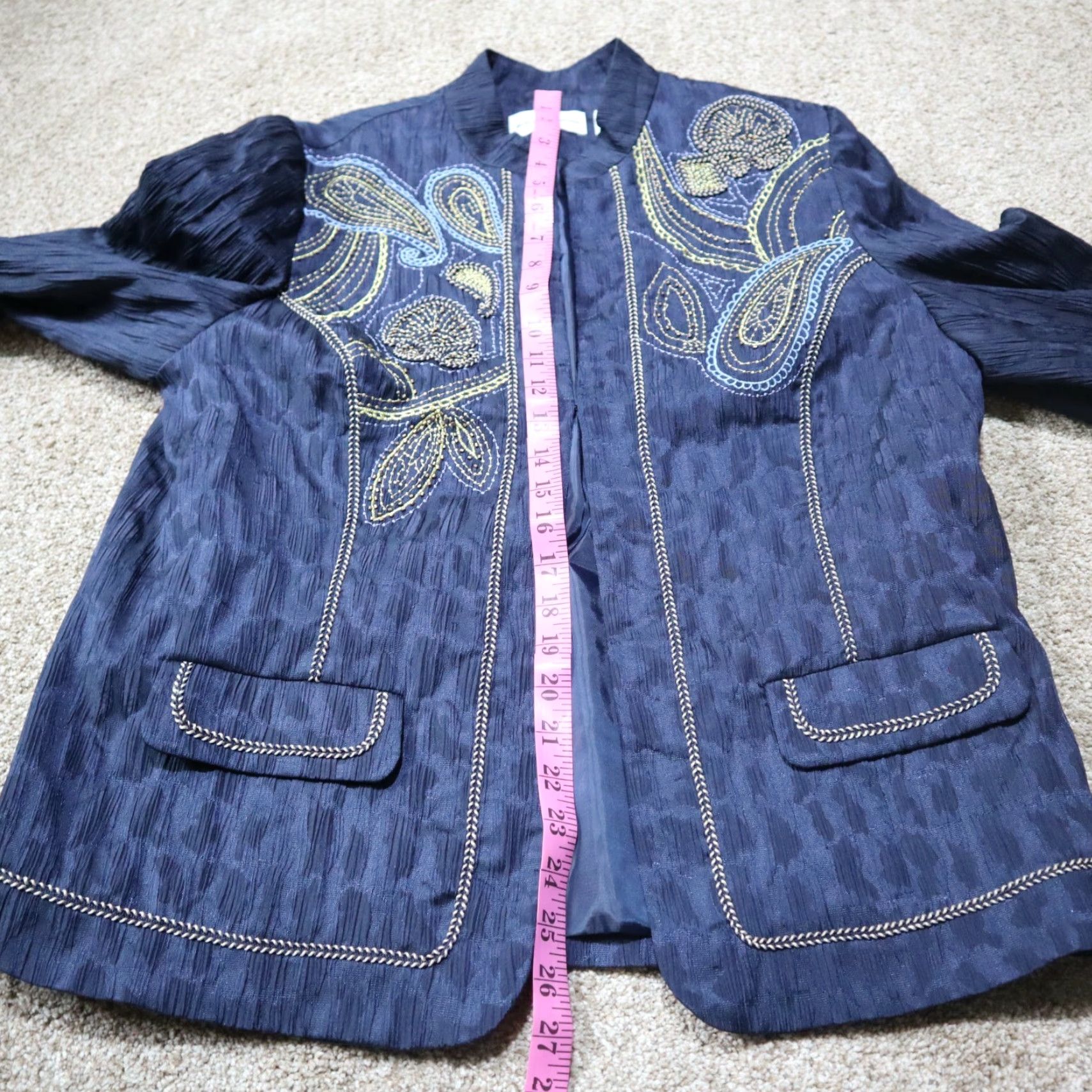 Vintage Alfred Dunner Blue Cover-Up Jacket Top Women Size 12 Jacket Shirt Top Open Blouse Long Sleeve Modern Dressy/Professional Women 12 Blue Size XL / US 12-14 / IT 48-50 - 7 Thumbnail