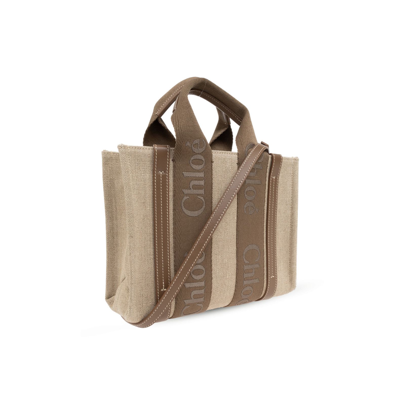 Chloe Chloe Small Brown Linen Tote Shopper Bag New & Authentic Size ONE SIZE - 3 Thumbnail