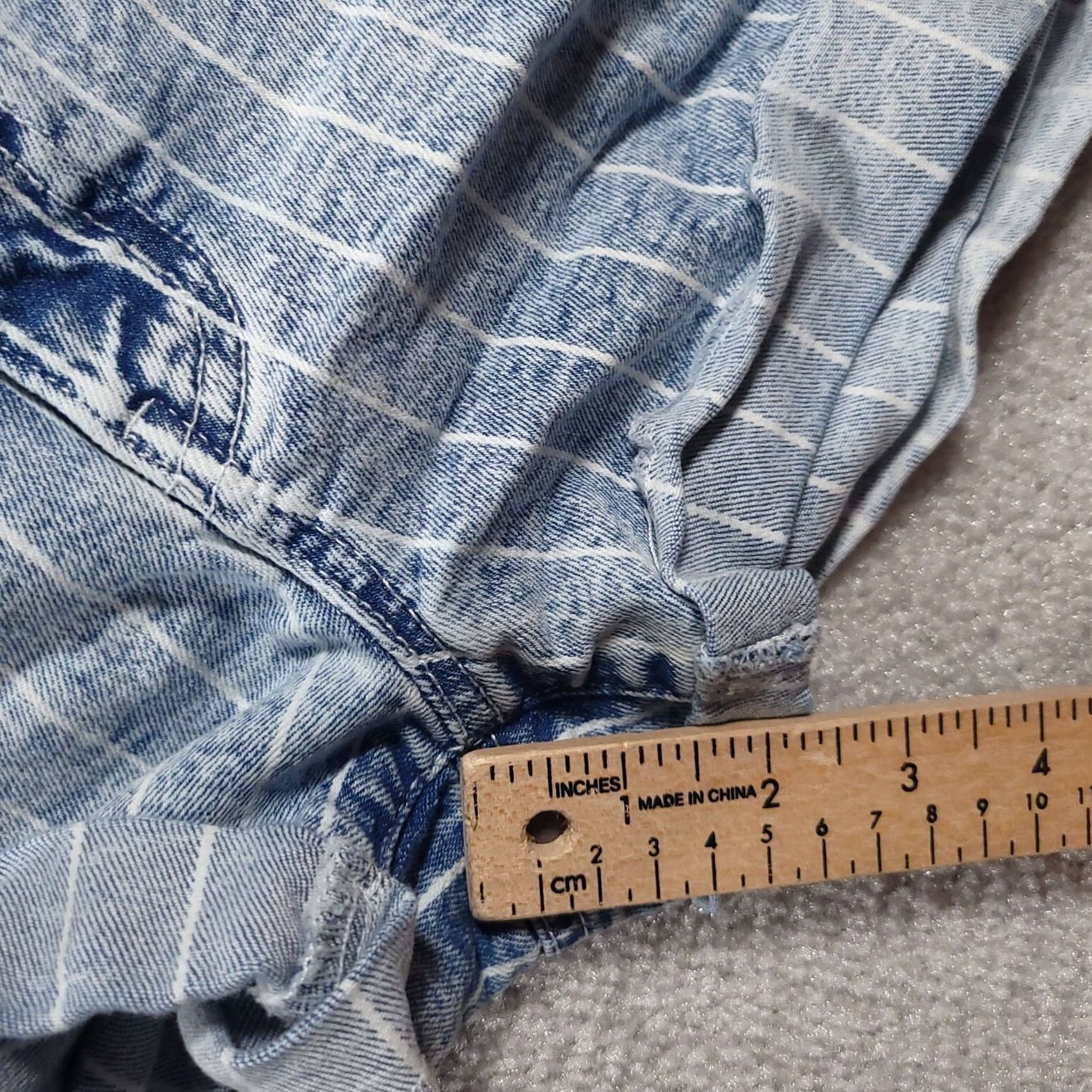 Denime SO Womens 13 Jean Shorts Blue Denim Striped Favorite Shortie Stretch Acid Wash Size 34" / US 12 / IT 48 - 5 Thumbnail