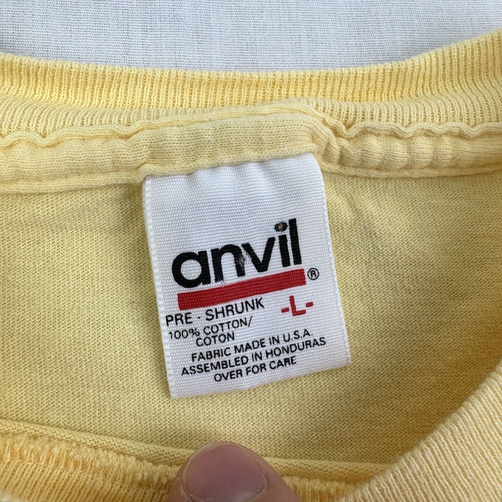 Anvil VINTAGE Anvil St Simons Island T-Shirt Adult Large Yellow Embroidered 90s Fun Mens Size US L / EU 52-54 / 3 - 3 Thumbnail