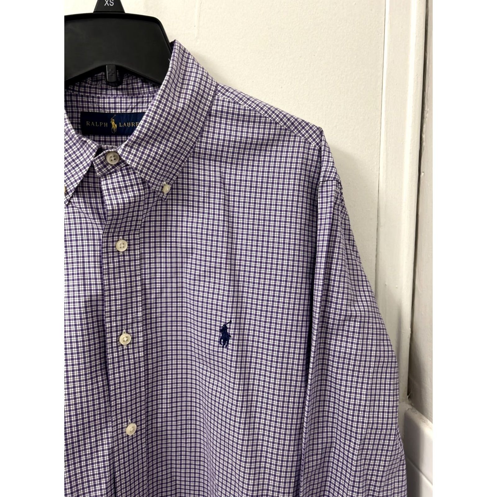 Ralph Lauren Ralph Lauren Shirt Mens 16 Purple White Plaid Button-Up Long Sleeve Polo Pony Button-Down Collar Clothing Apparel Shirts Mens Size US L / EU 52-54 / 3 - 4 Thumbnail