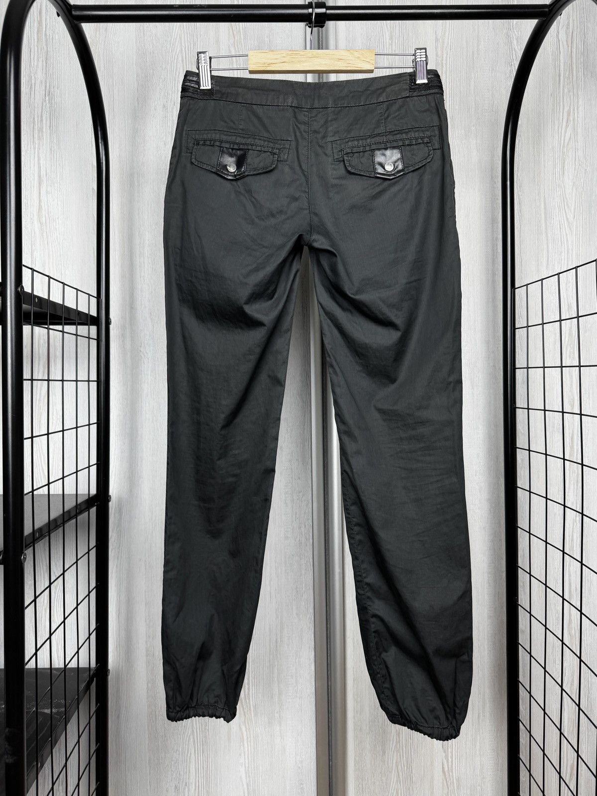 Versace Versace black cotton leather trim lightweight pants size 26 Size 26" / US 2 / IT 38 - 2 Thumbnail