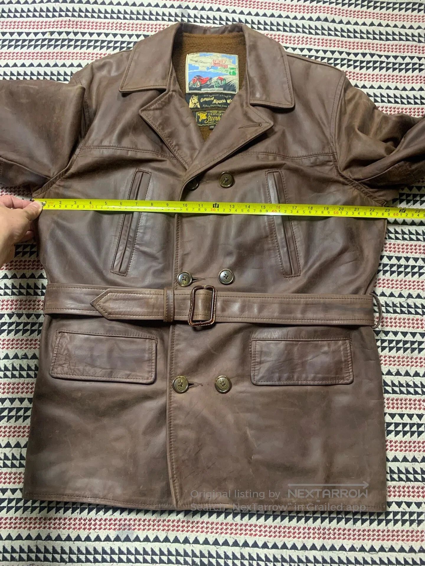 Aero Leathers brown leather AERO coat with belt. Size US M / EU 48-50 / 2 - 8 Thumbnail