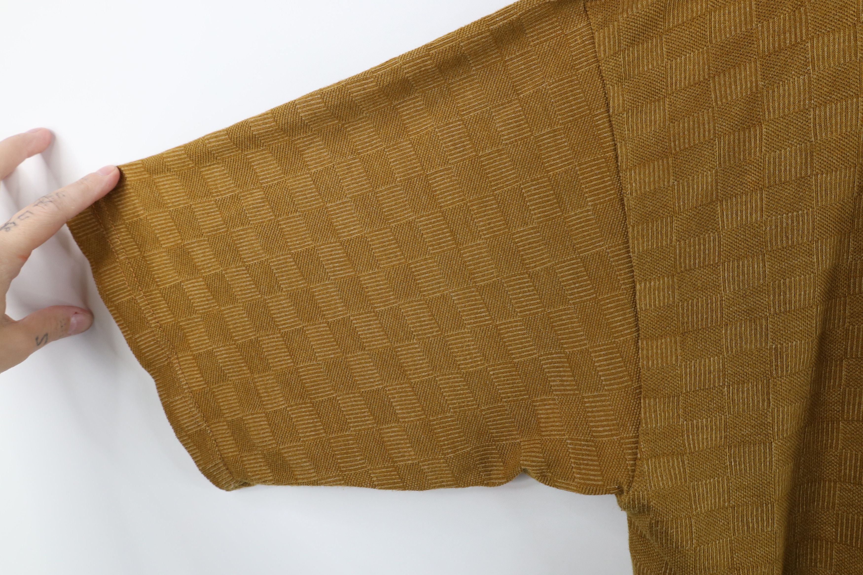 Vintage Vintage 90s Streetwear Checkered Knit Pocket T-Shirt Gold Size US XXL / EU 58 / 5 - 5 Thumbnail
