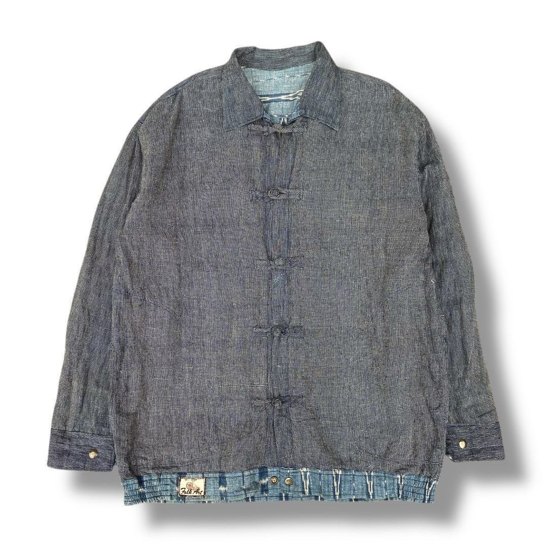 Vintage Vintage 90s Folk Art Woven Reversible Denim Chore Jacket. Size US XL / EU 56 / 4 - 4 Thumbnail