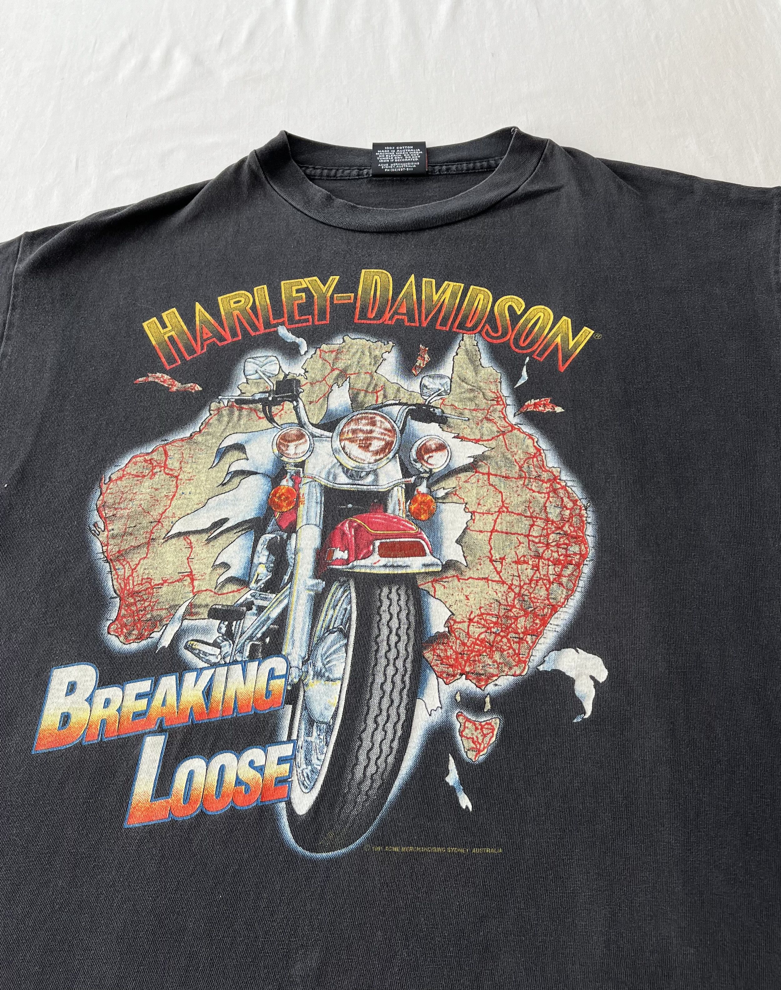 Harley Davidson Vintage 1991 Harley Davidson Australia Breaking Loose Tshirt Size US L / EU 52-54 / 3 - 5 Thumbnail